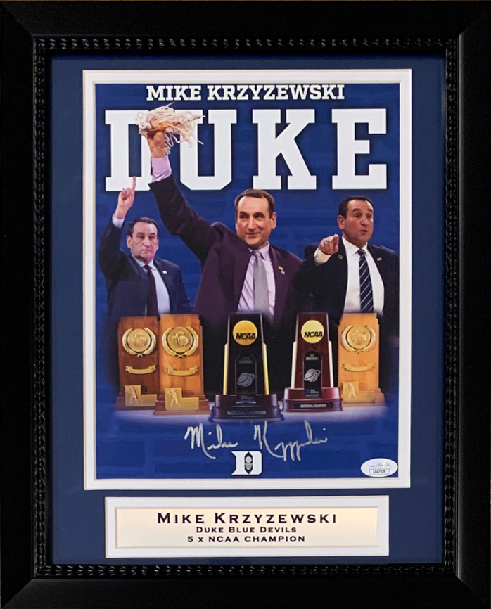 Mike Krzyzewski Autographed Duke Blue Devils Coach K Signed Basketball 8x10 Framed Photo JSA COA 1