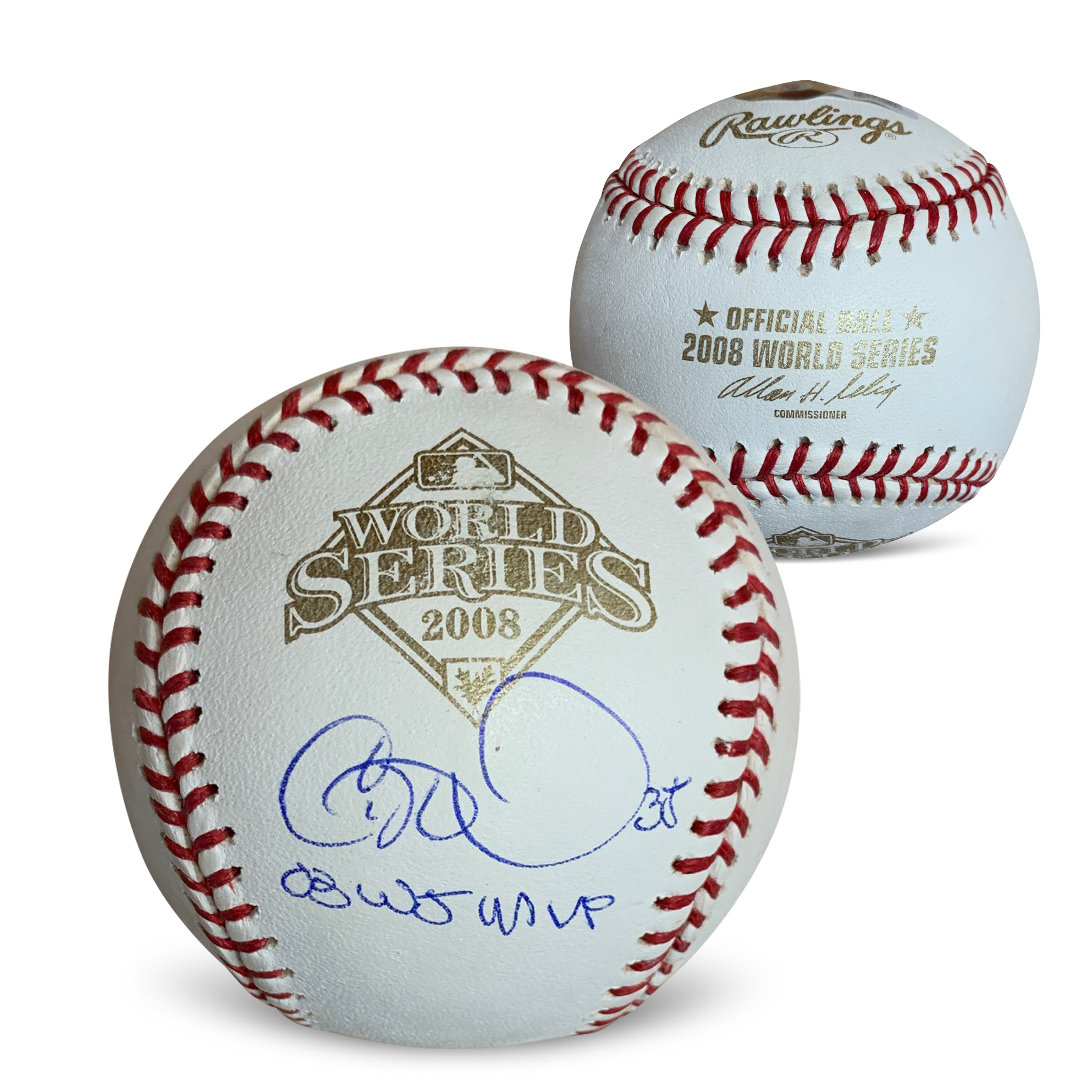 Cole Hamels Autographed 2008 World Series MVP Signed Baseball Beckett COA With UV Display Case