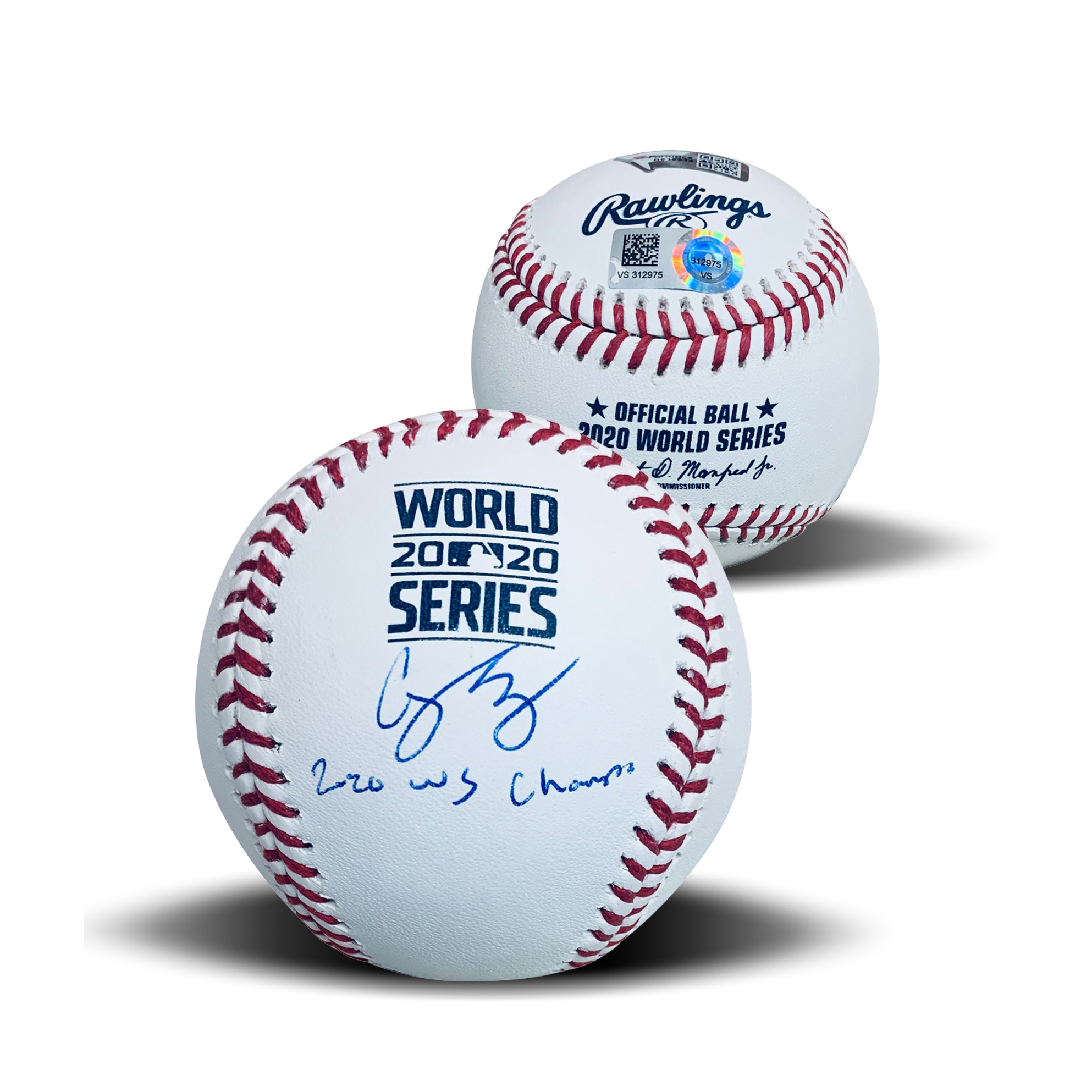 Corey Seager Autographed 2020 World Series CHAMPS Signed Baseball Fanatics Authentic COA With UV Display Case