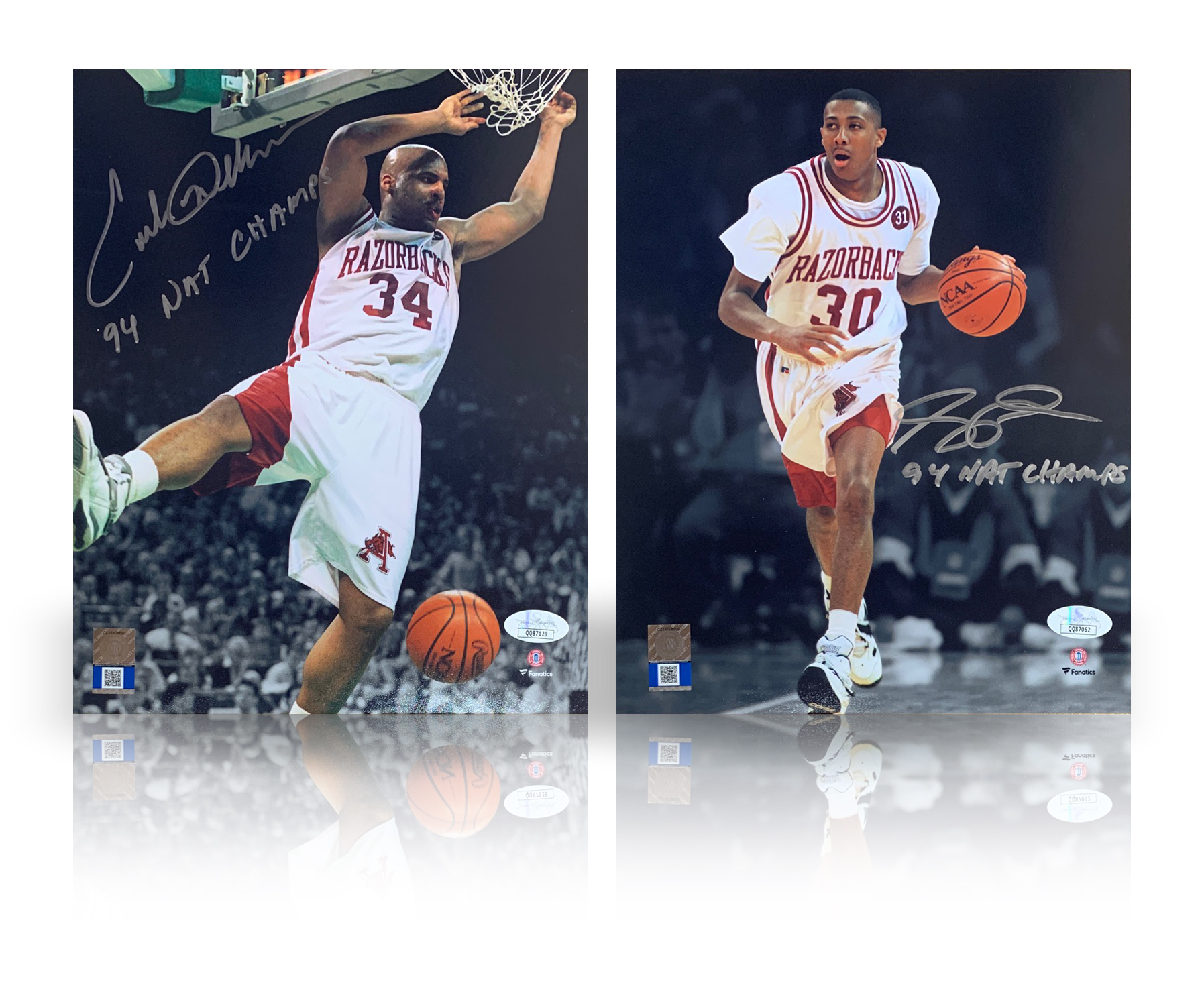 Corliss Williamson & Scotty Thurman Autographed Arkansas 1994 Signed 16x20 Photo JSA COA