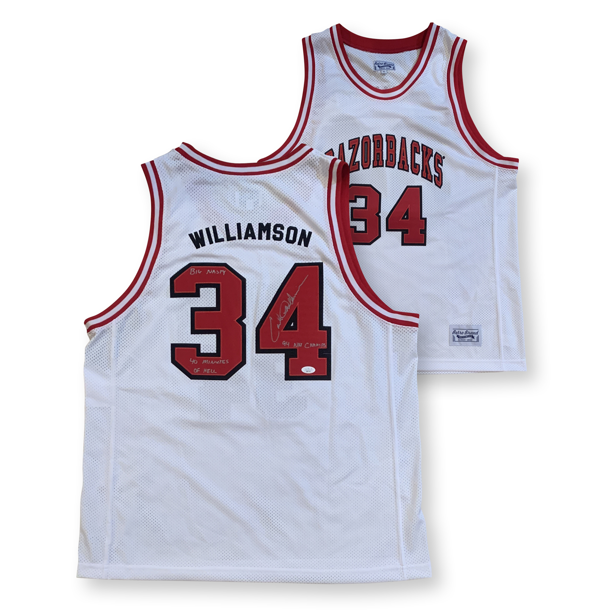 Corliss Williamson Autographed Arkansas Retro Brand Alumni 1994 Signed Basketball Jersey JSA COA