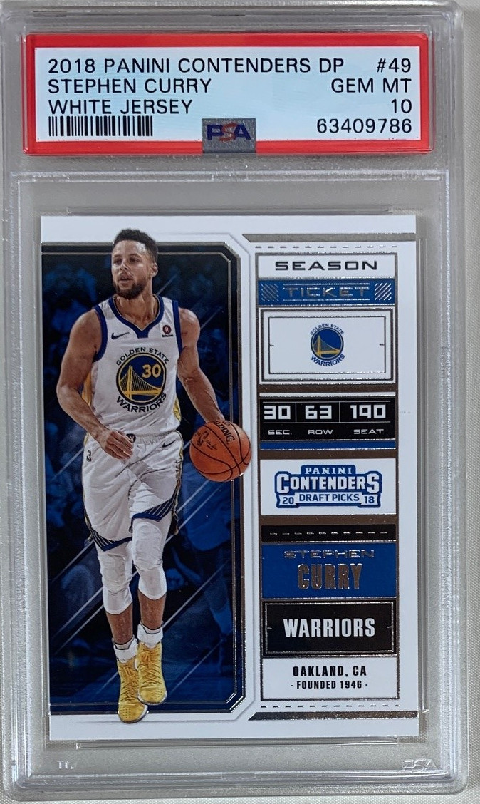 Stephen Curry 2018 Panini Contenders Draft Picks White Jersey Basketball Card #49 Graded PSA 10