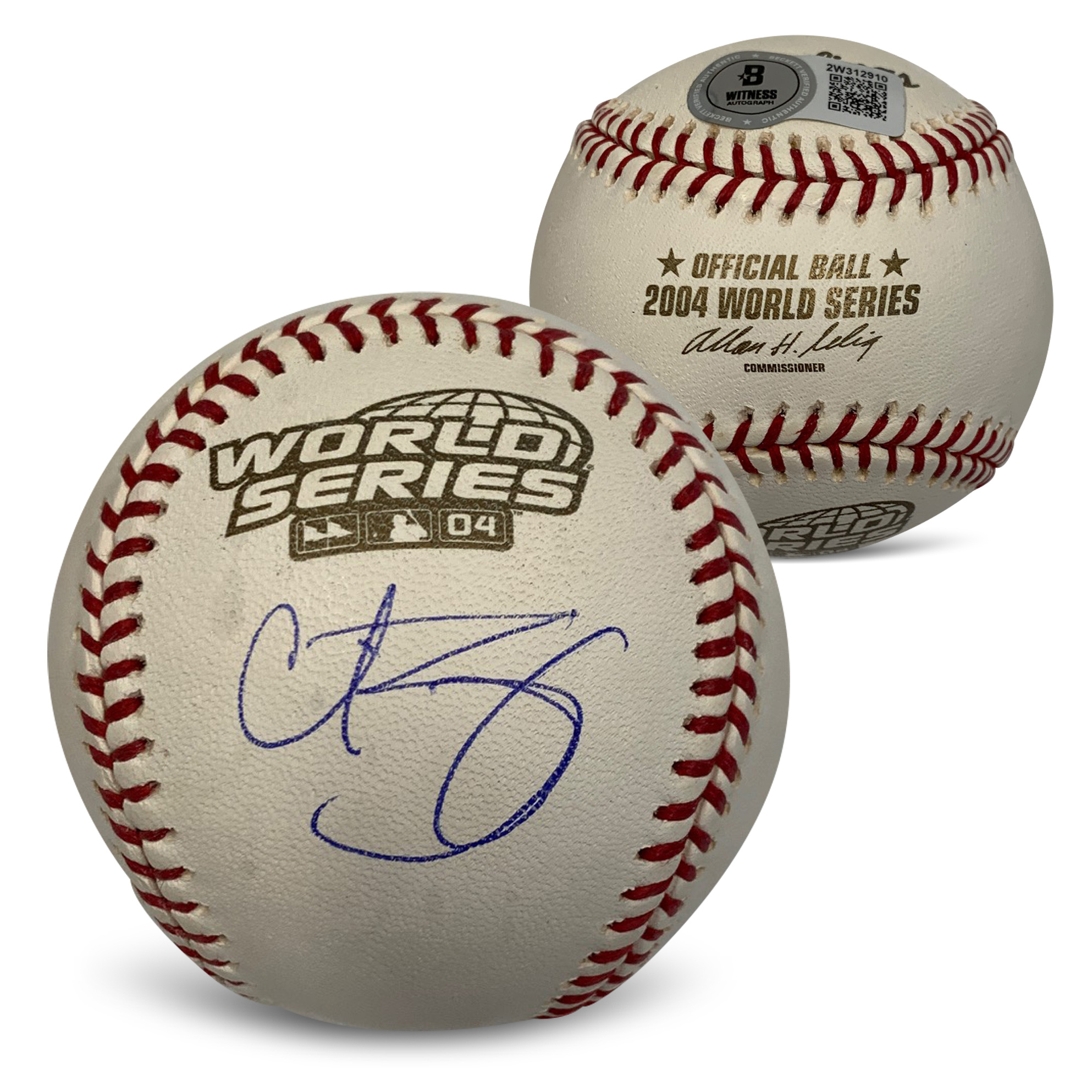 Curt Schilling Autographed 2004 World Series Signed Baseball Beckett COA With UV Display Case C