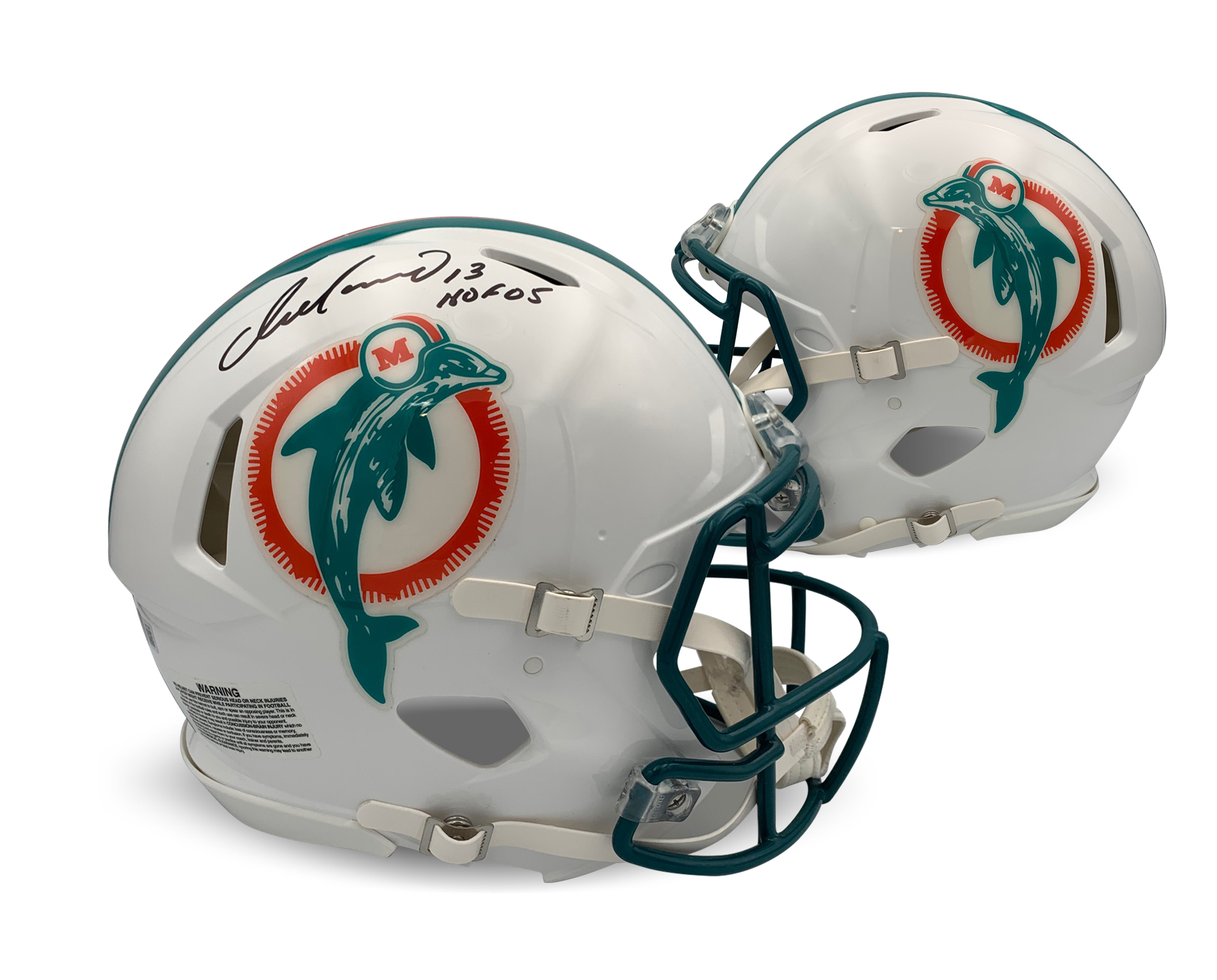 Dan Marino Autographed Miami Dolphins Signed Football Full Size Authentic Throwback Helmet HOF 05 Beckett COA 1980-1996
