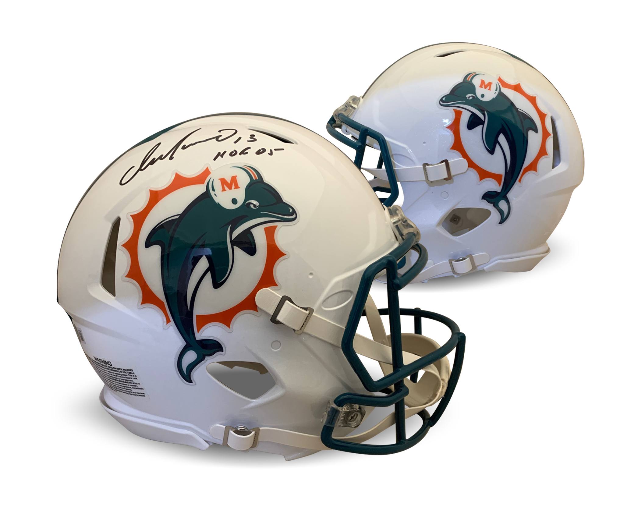Dan Marino Autographed Miami Dolphins Signed Football Full Size Authentic Throwback Helmet HOF 05 Beckett COA