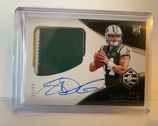 Sam Darnold 2018 Panini Limited Football Signed Rookie Player Worn Patch Auto Card #142 95/99