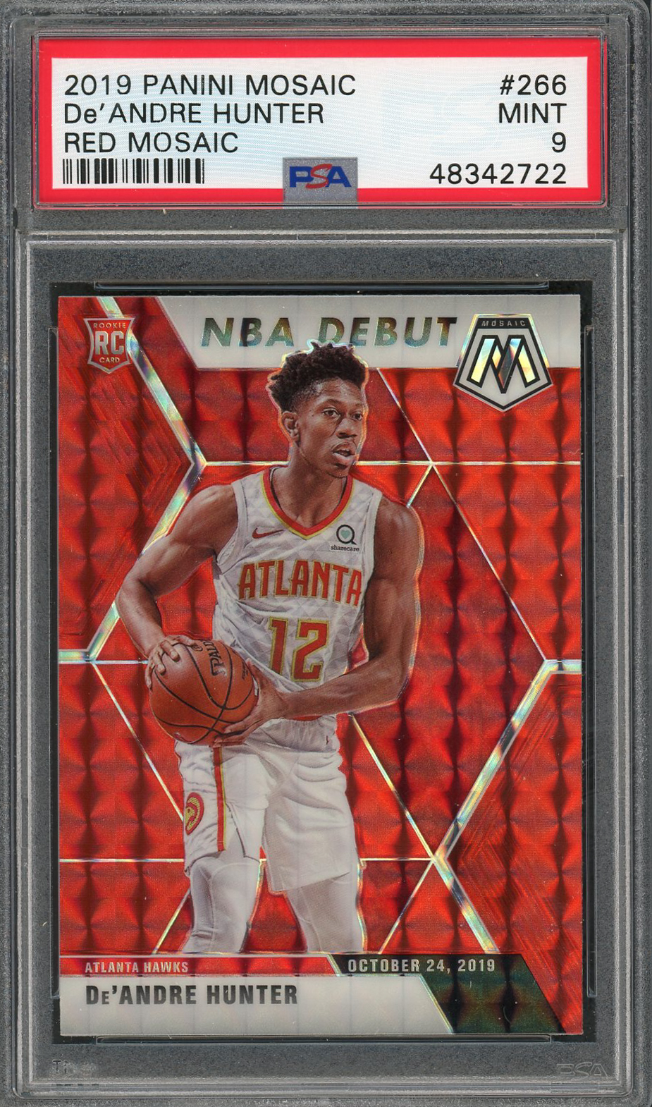 De'Andre Hunter 2019 Panini Mosaic Red Prizm Basketball Rookie Card RC #266 Graded PSA 9 MINT