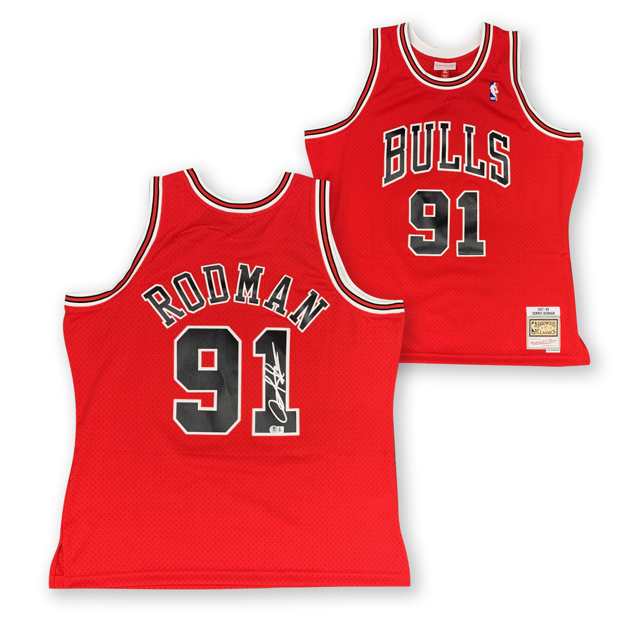 Dennis Rodman Autographed Chicago Bulls Signed Mitchell & Ness Basketball Jersey Beckett COA