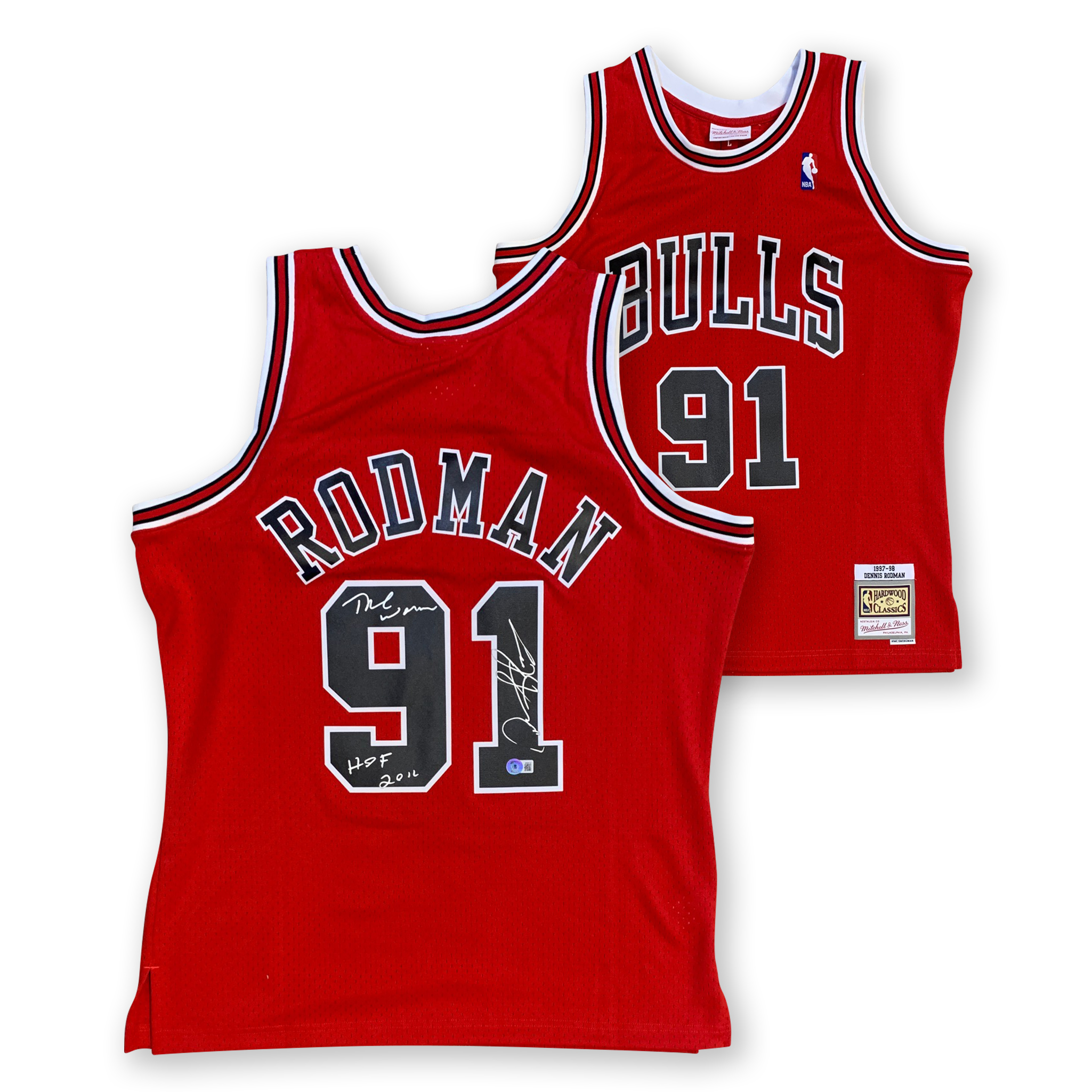 Dennis Rodman Autographed Chicago Bulls Signed Mitchell & Ness Swingman Jersey WORM HOF 2011 Beckett COA