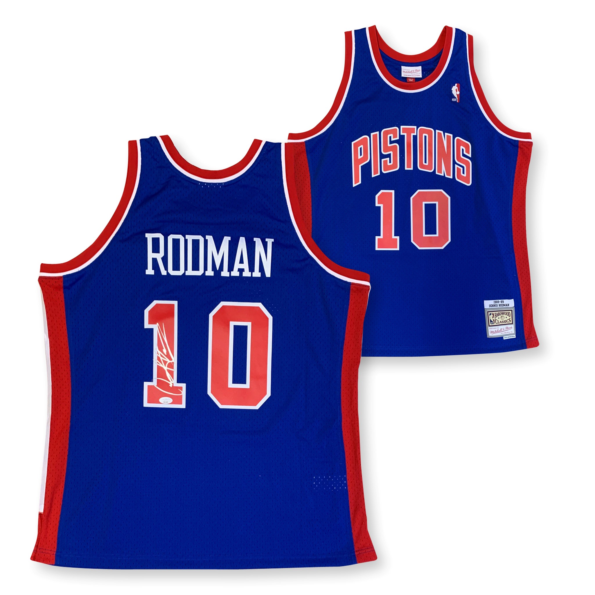 Dennis Rodman Autographed Detroit Pistons Signed Mitchell & Ness Swingman Basketball Jersey JSA COA