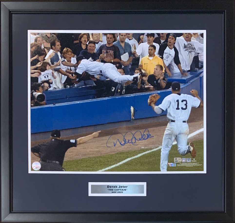 Derek Jeter Autographed New York Yankees Signed THE DIVE 16x20 Framed Baseball Photo Fanatics Authentic COA Derek Jeter Autographed New York Yankees Signed THE DIVE 16x20 Framed Baseball Photo Fanatics Authentic COA