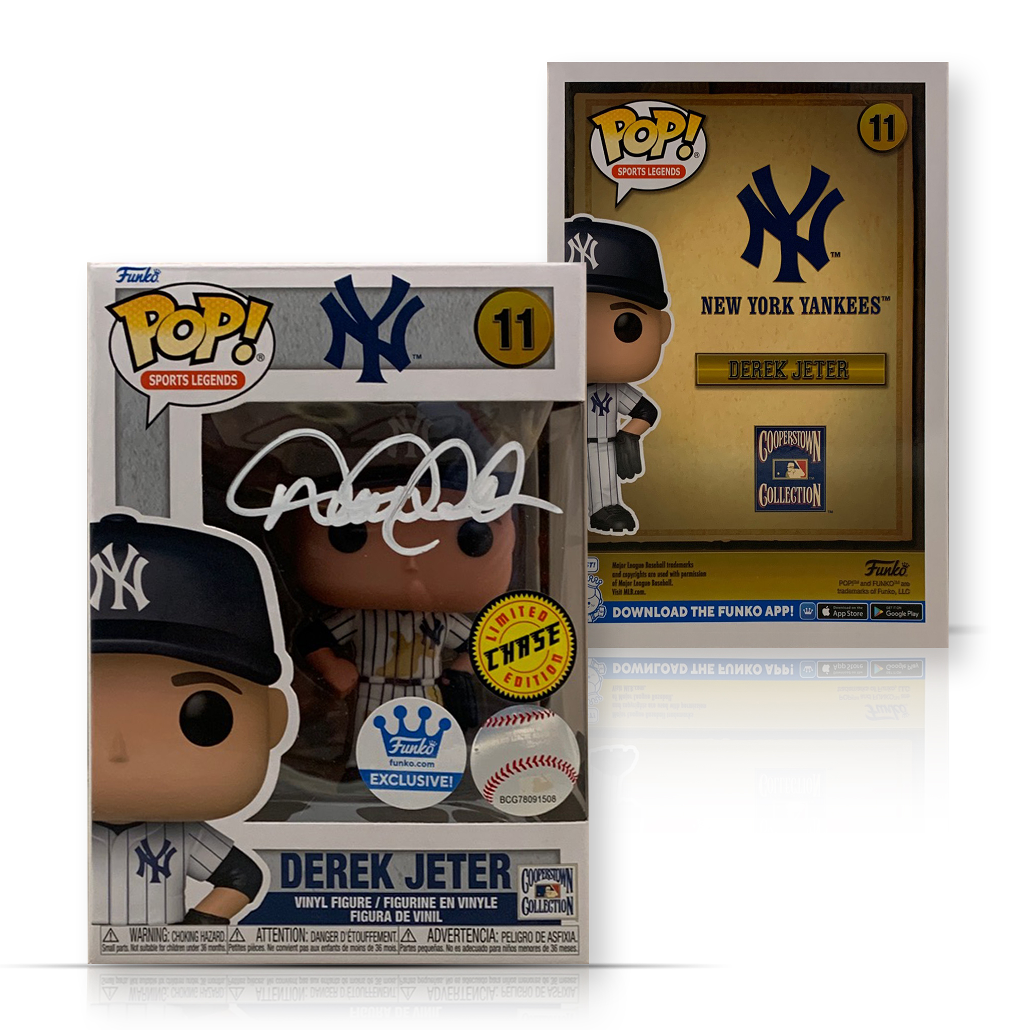 Derek Jeter Autographed New York Yankees Signed Baseball Chase Funko Pop 11 MLB Hologram COA