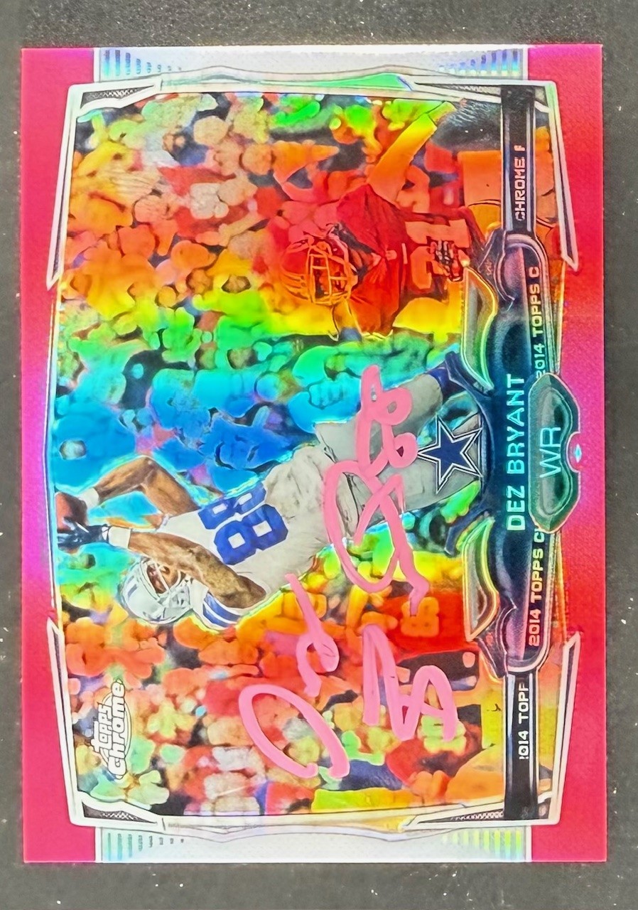 Dez Bryant 2014 Topps Chrome Pink Refractor Signed Football Card #78 Auto 55/399 Beckett Witness Cert #4W431442