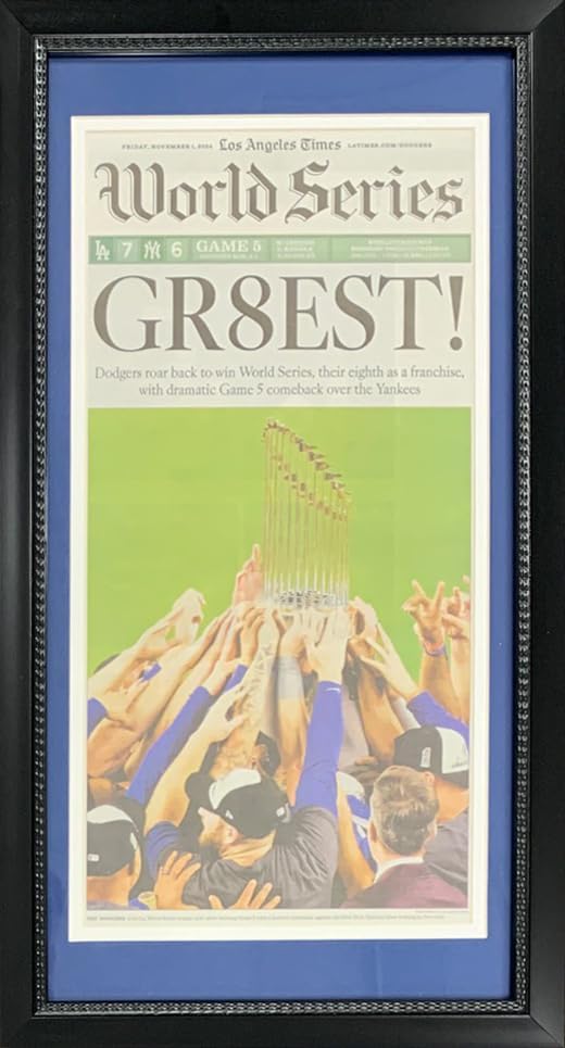 Los Angeles Dodgers 2024 World Series Champion Times Original Front Page 14x26 Framed Baseball Newspaper 11/1/24