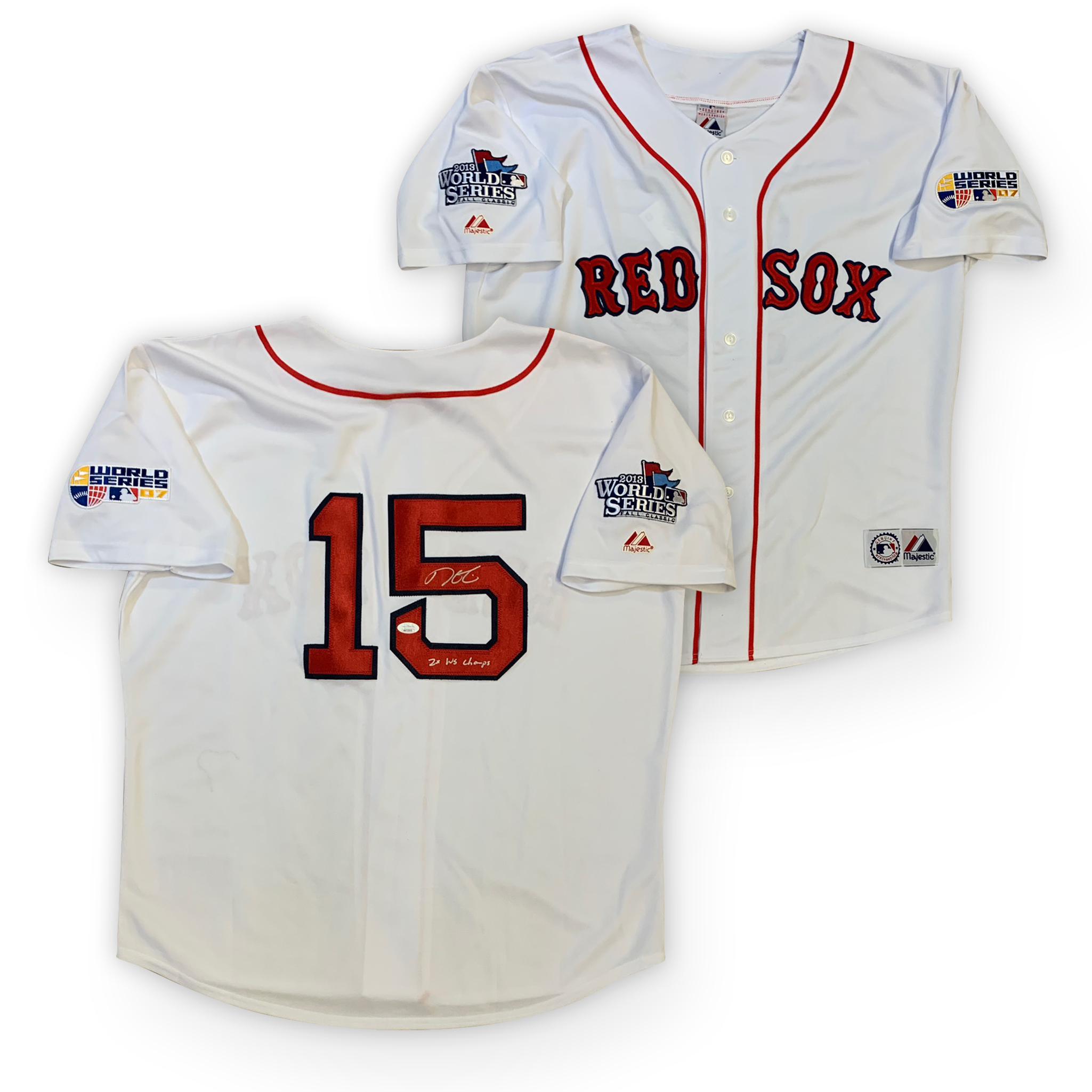 Dustin Pedroia Autographed Boston Red Sox Signed Majestic Baseball Jersey 2 x World Series Champion JSA COA