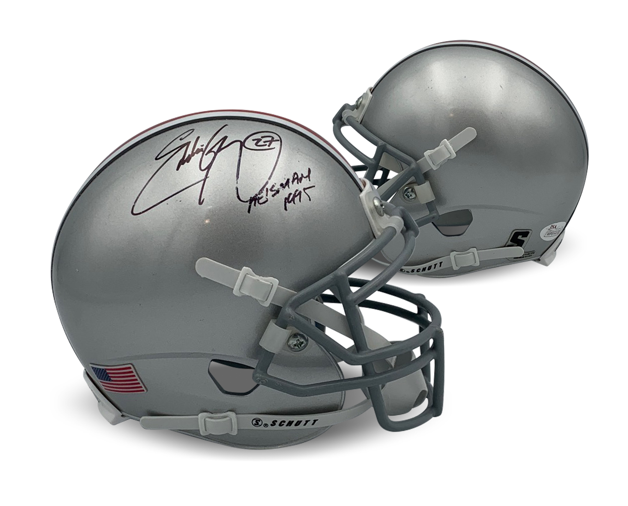 Eddie George Autographed Ohio State Buckeyes 1995 Heisman Signed Football Mini Helmet JSA COA
