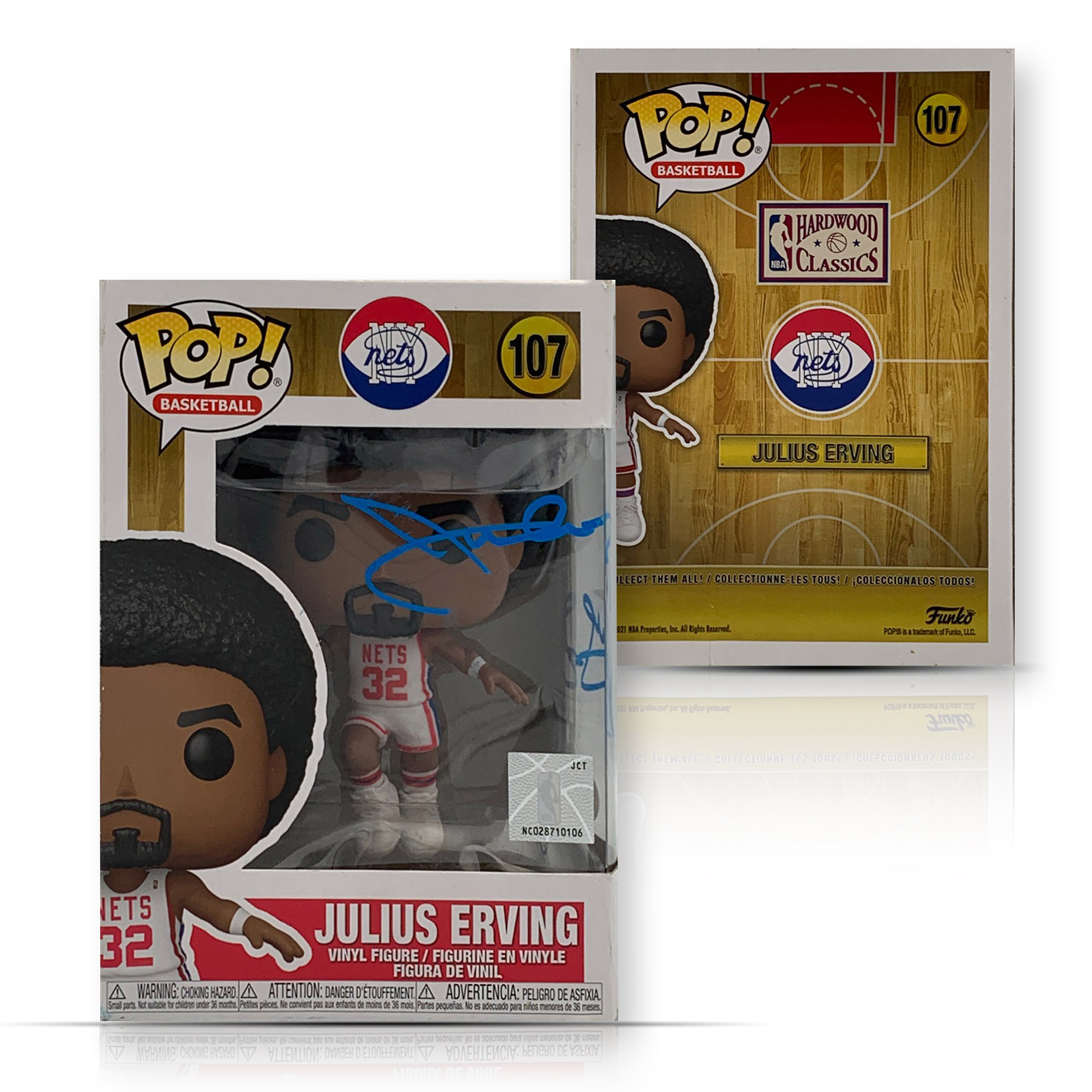 Julius Erving Autographed New Jersey Nets Signed Basketball Funko Pop 107 JSA COA Damaged