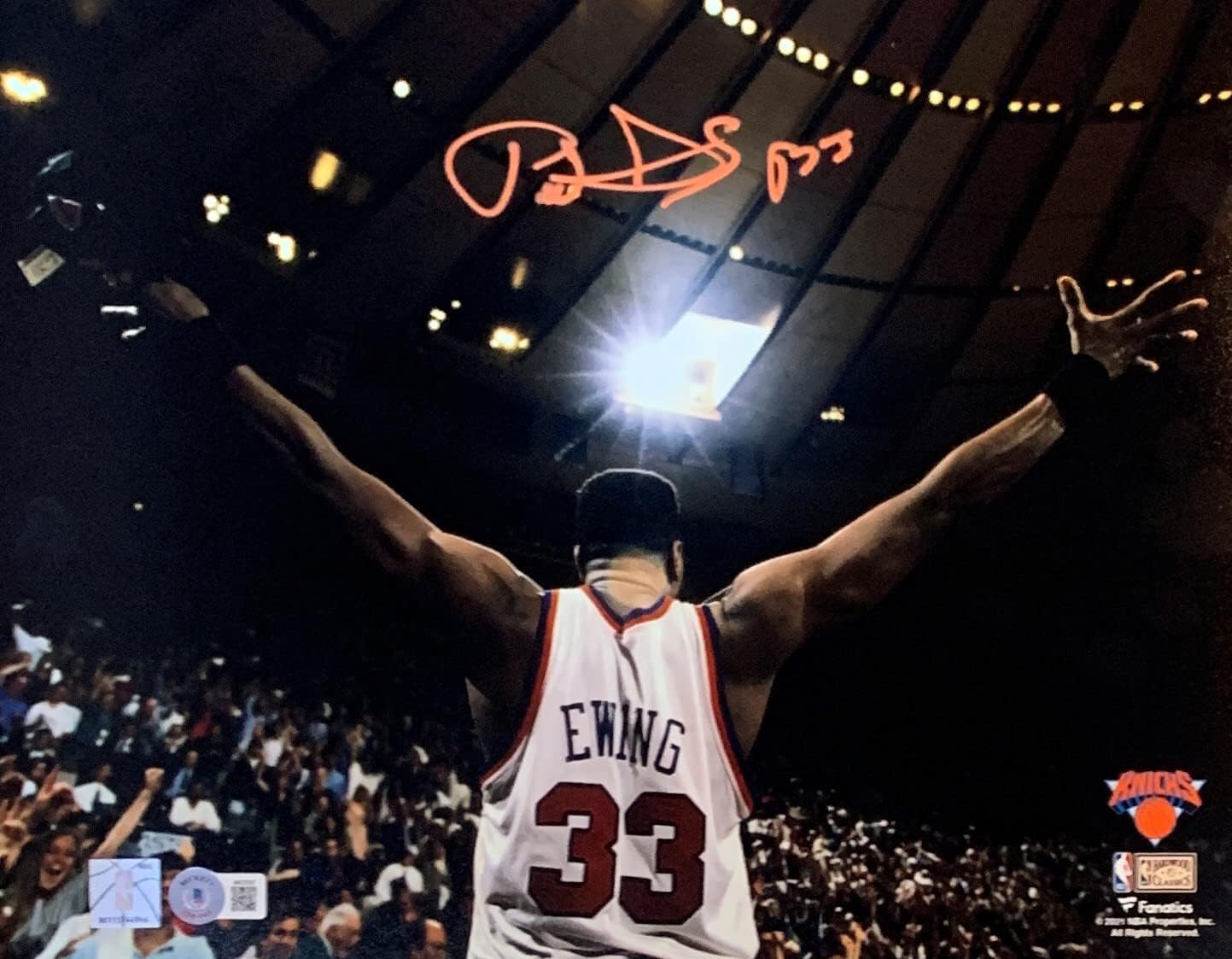 Patrick Ewing Autographed New York Knicks Signed 11x14 Basketball Photo Beckett Authenticated COA