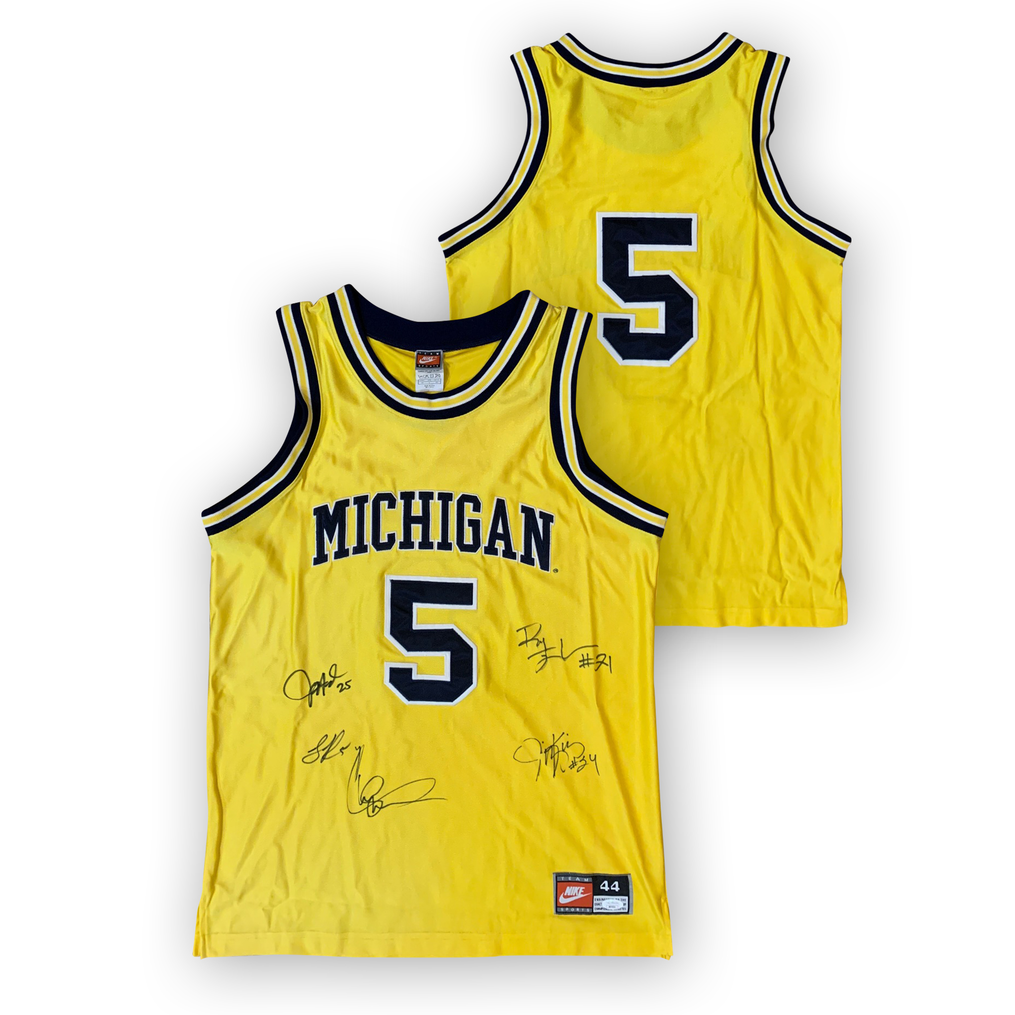 Fab 5 Michigan Wolverines Autographed Nike Signed Basketball Jersey By All Five JSA COA Chris Webber Jalen Rose Juwan Howard Ray Jackson Jimmy King Fab 5 Michigan Wolverines Autographed Nike Signed Basketball Jersey By All Five JSA COA Chris Webber Jalen Rose Juwan Howard Ray Jackson Jimmy King