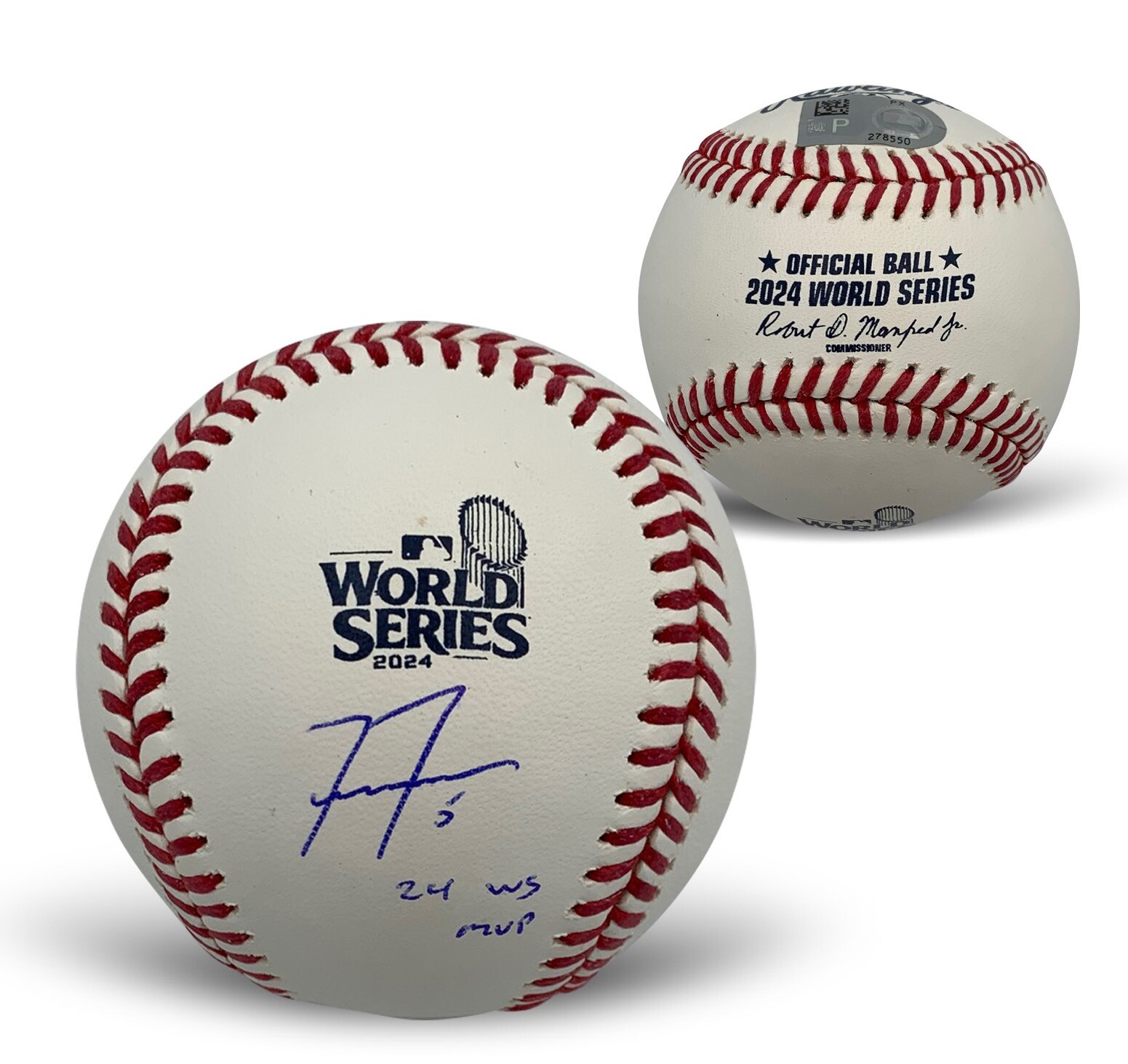 Freddie Freeman Autographed 2024 World Series MVP Signed Baseball MLB Hologram COA With UV Display Case