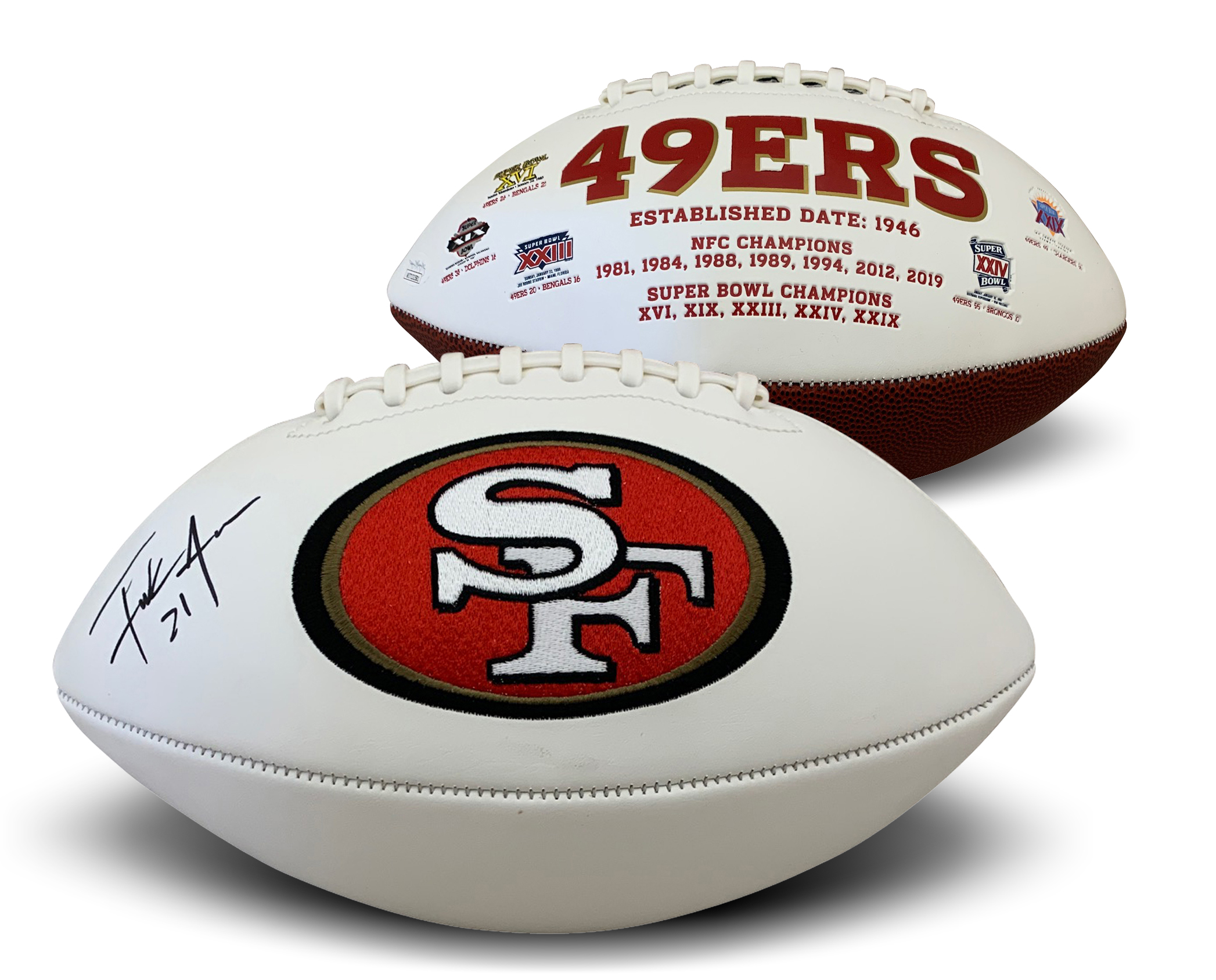Frank Gore Autographed San Francisco White Panel Signed Full Size Football JSA COA