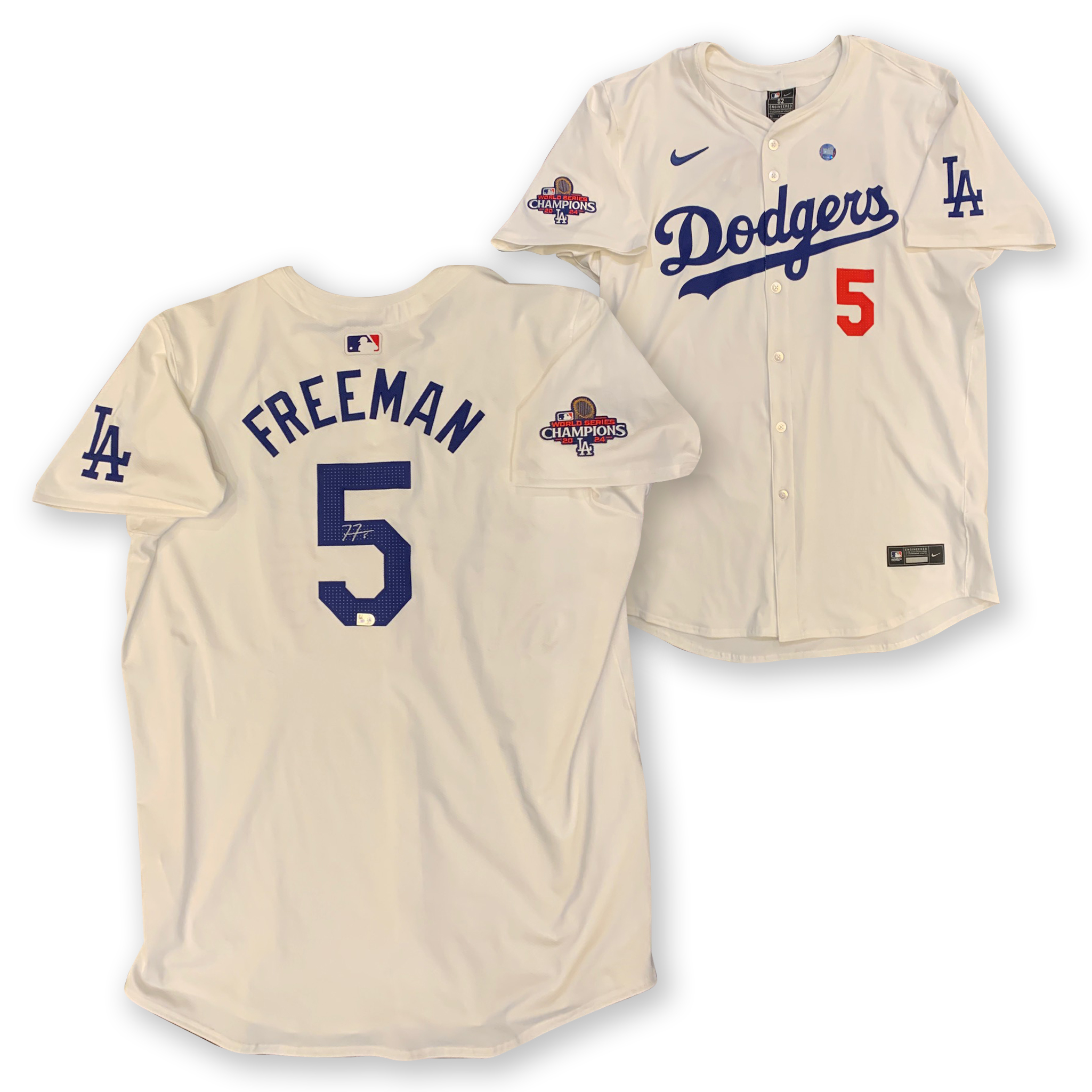 Freddie Freeman Autographed Los Angeles Dodgers 2024 World Series Signed Nike Elite Authentic White Baseball Jersey MLB Hologram COA