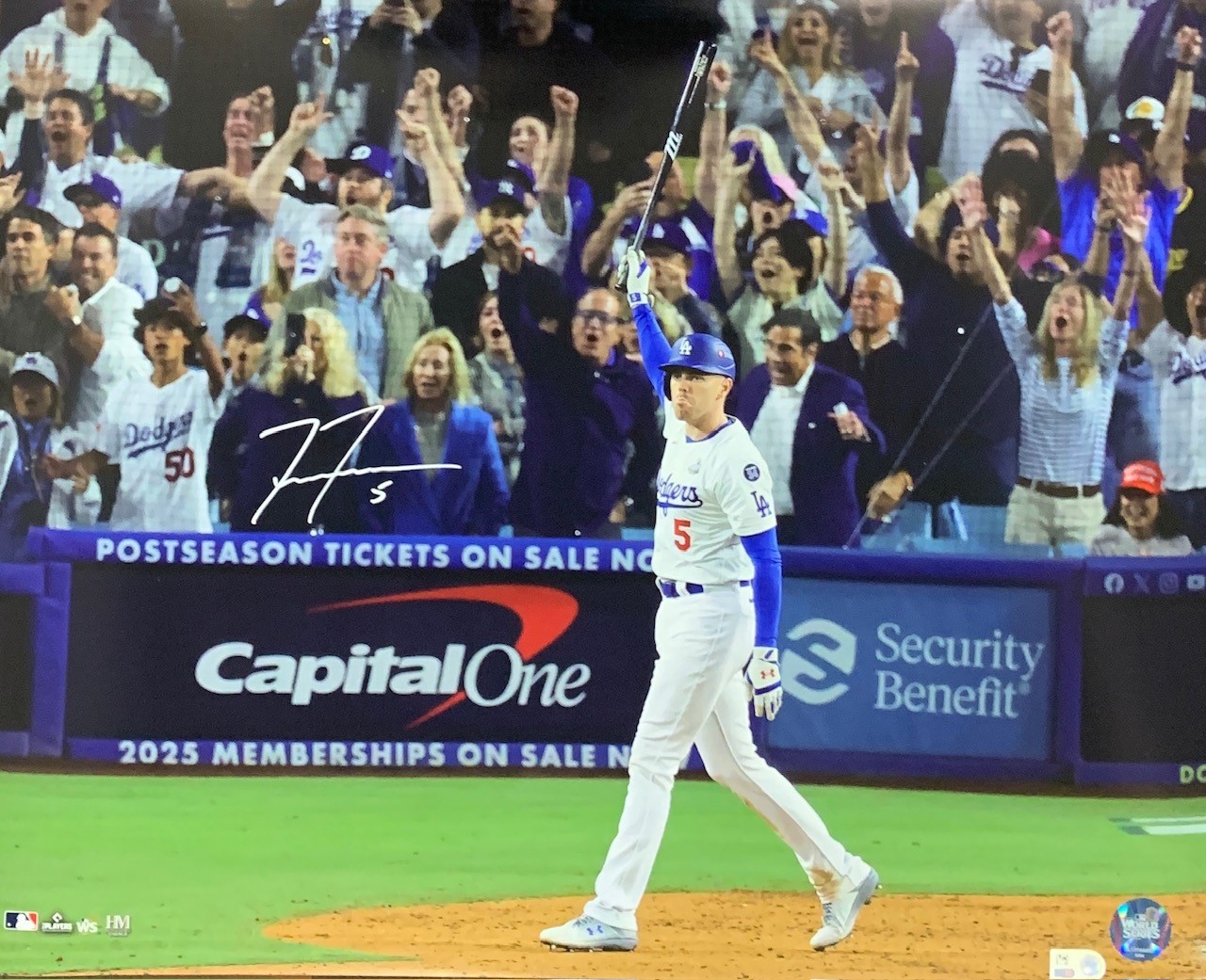 Freddie Freeman Autographed Los Angeles Dodgers 2024 World Series Game 1 Grand Slam Signed Baseball 16x20 Photo MLB Hologam COA A
