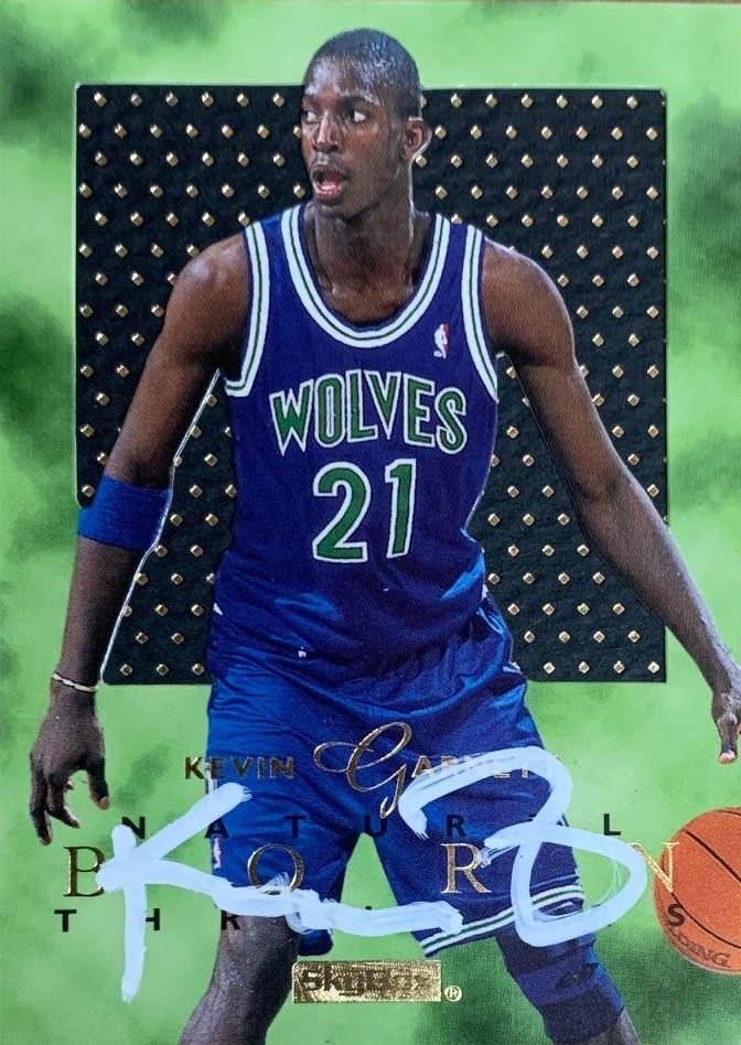 Kevin Garnett Autographed 1995 Skybox E-XL #5 Natural Born Thriller Signed Basketball Rookie Card JSA COA Auto