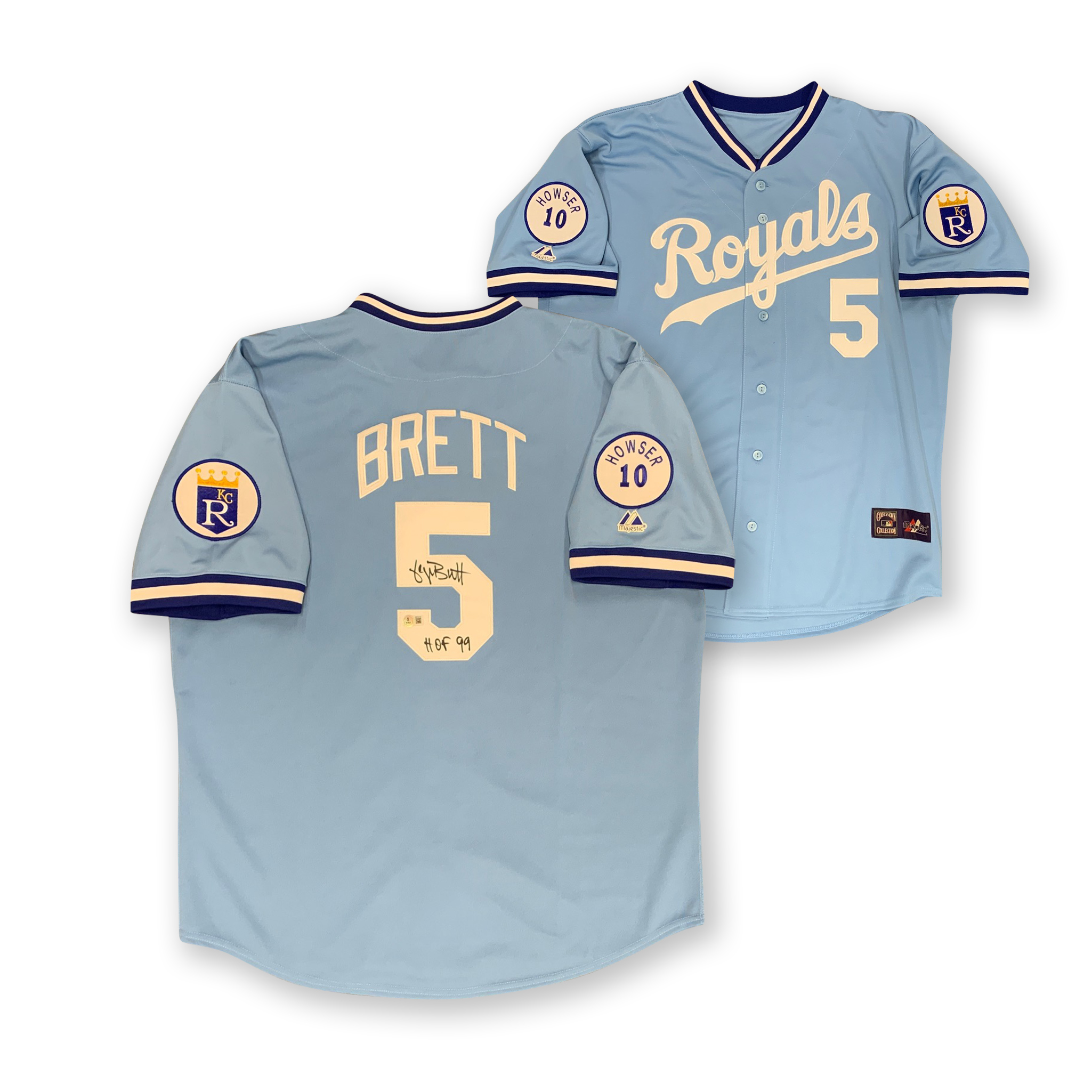 George Brett Autographed Kansas City Royals Signed Majestic Powder Blue Baseball Jersey HOF 99 Beckett COA