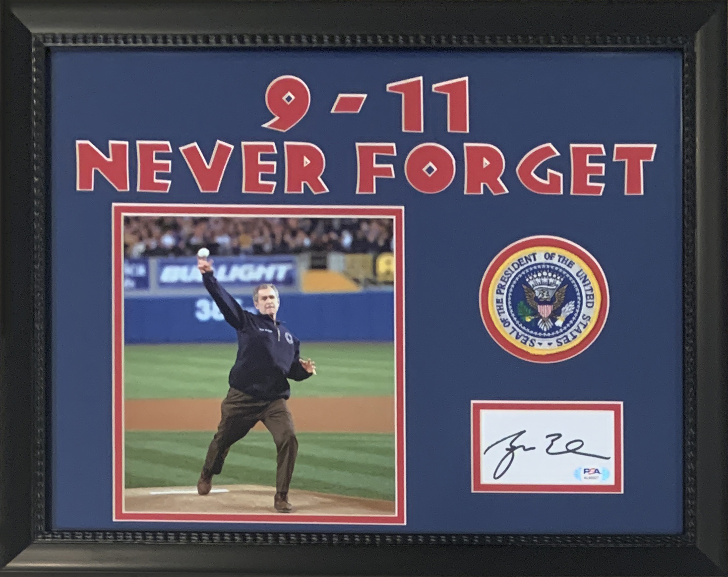 George W Bush Autographed 9/11 2001 World Series Pitch Framed Book PSA DNA COA