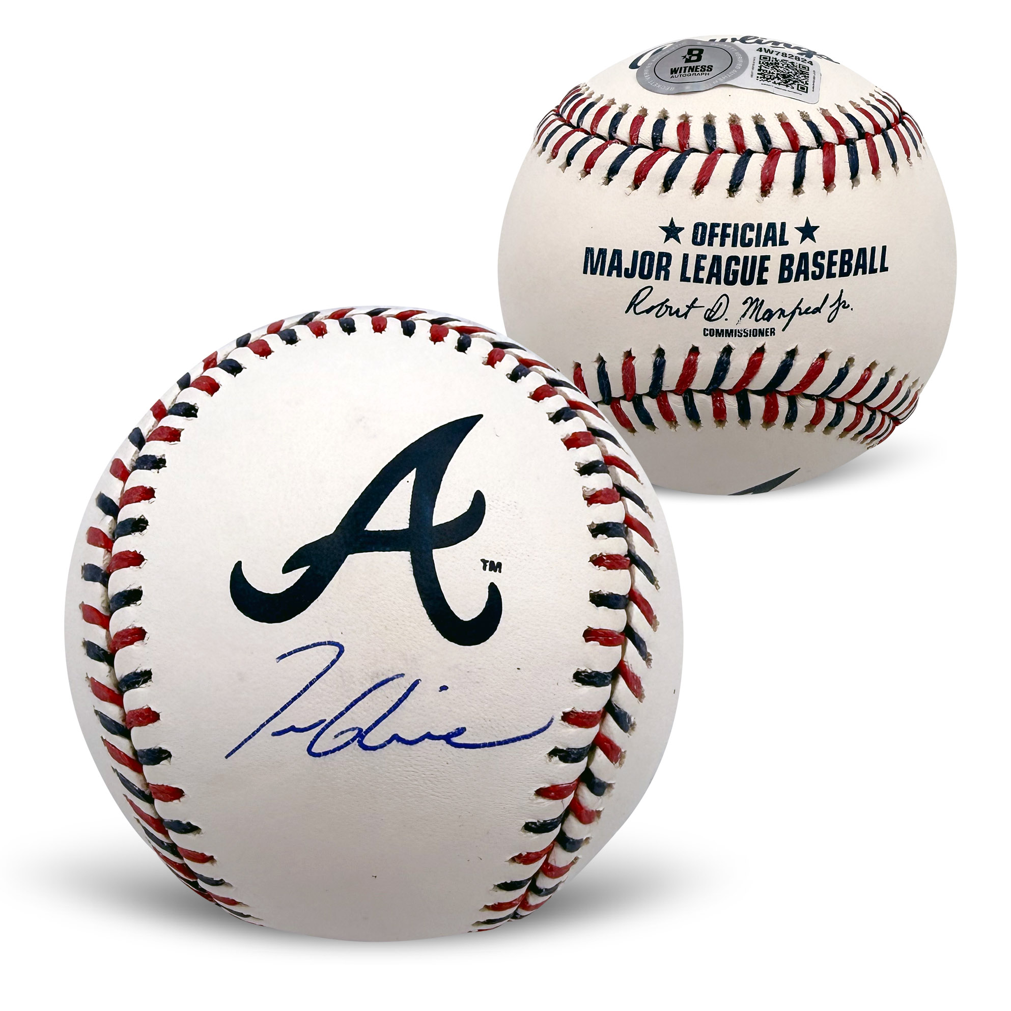 Tom Glavine Autographed Atlanta Braves Logo Signed Baseball Beckett Witness Authenticated With UV Display Case