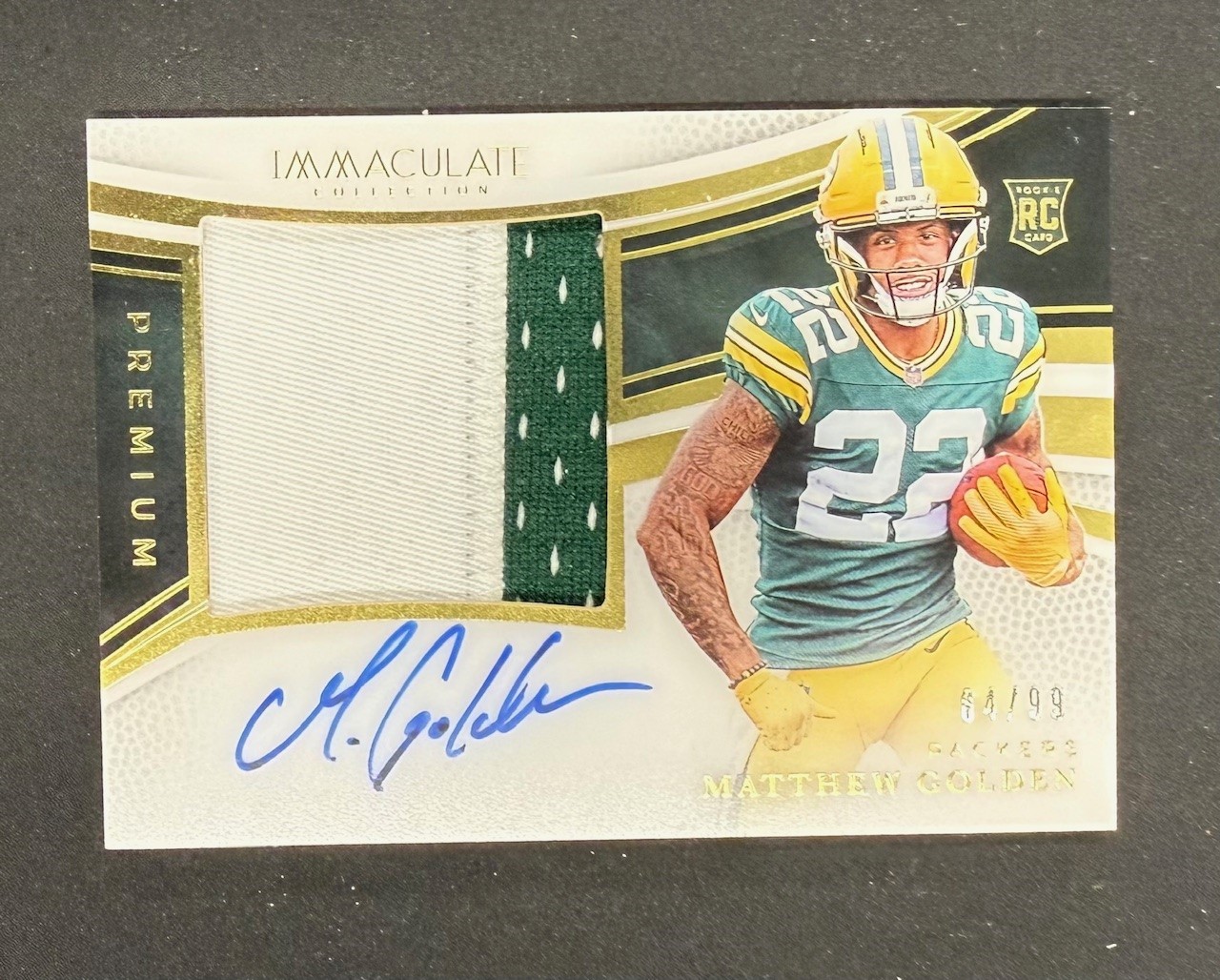 Matthew Golden 2025 Panini Immaculate Collection Premium Signed Football Rookie Patch Card #PPRA-MGN Auto 84/99