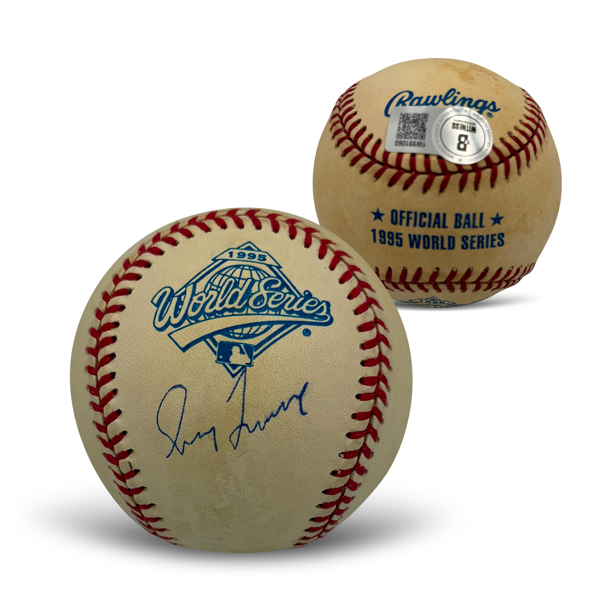 Greg Maddux Autographed 1995 World Series Signed Baseball Beckett Authenticated COA With UV Display Case 3