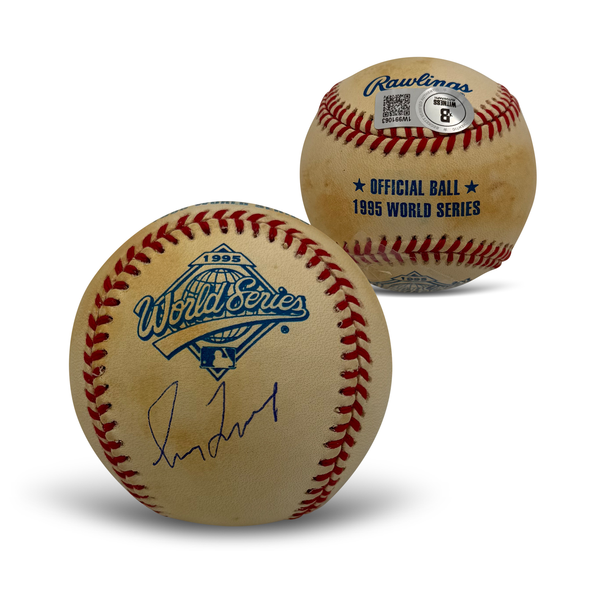 Greg Maddux Autographed 1995 World Series Signed Baseball Beckett Authenticated COA With UV Display Case 6