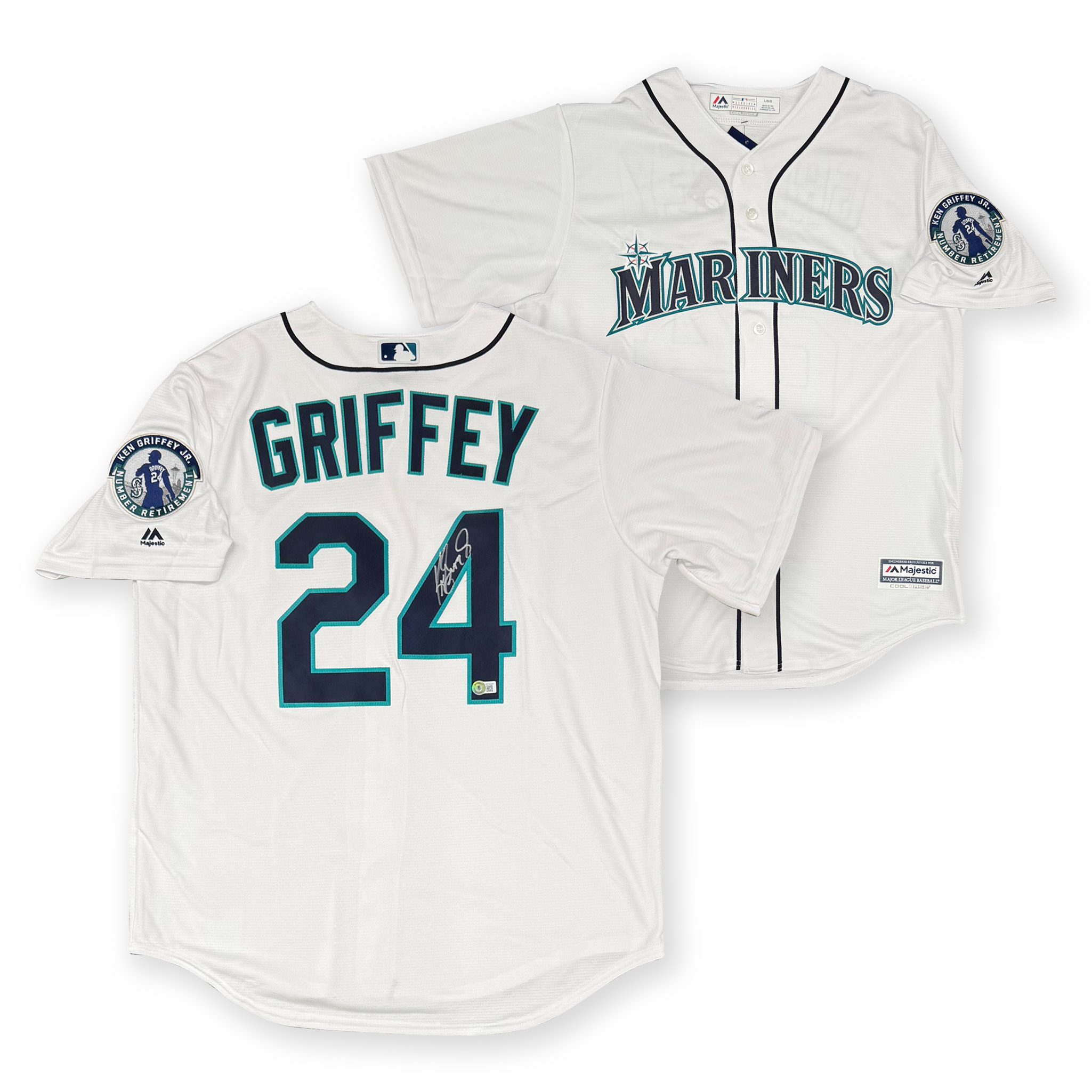 Ken Griffey Jr Autographed Seattle Mariners Signed Majestic Retirement Baseball Jersey Beckett COA
