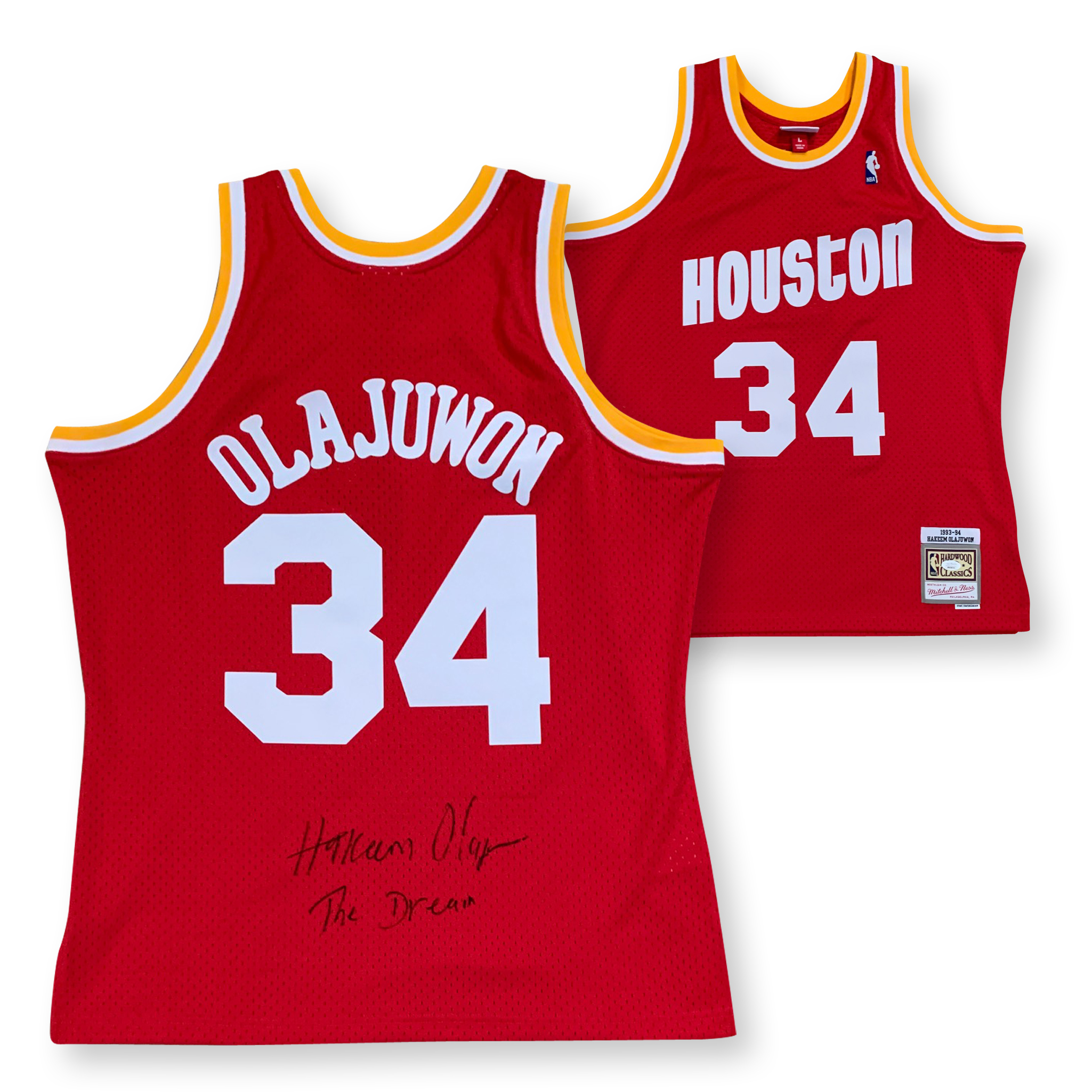 Hakeem Olajuwon Autographed Houston Signed Mitchell & Ness Swingman Basketball Jersey THE DREAM JSA COA
