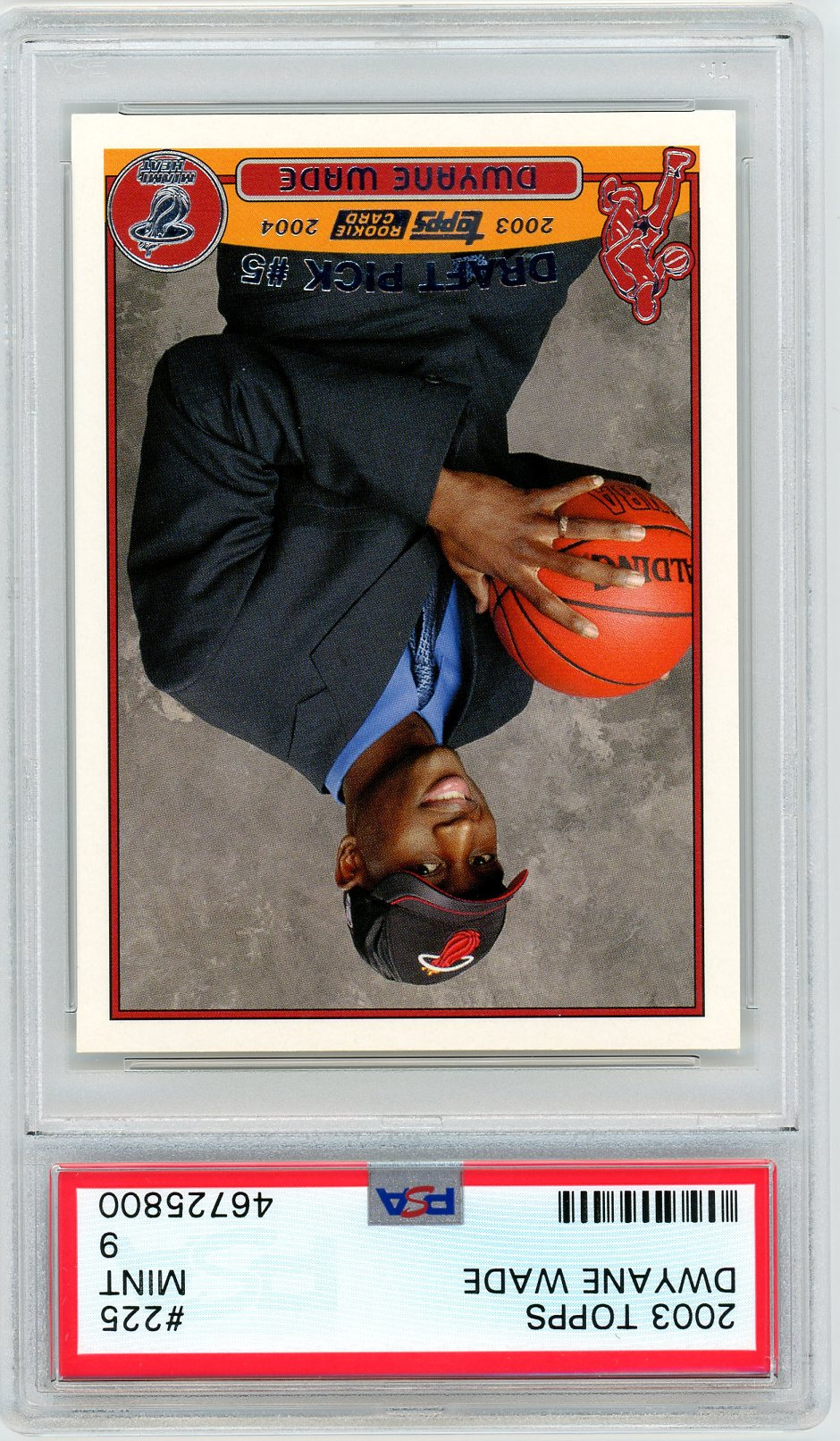 Dwyane Wade 2003 Topps Basketball Rookie Card RC #225 Graded PSA 9 MINT