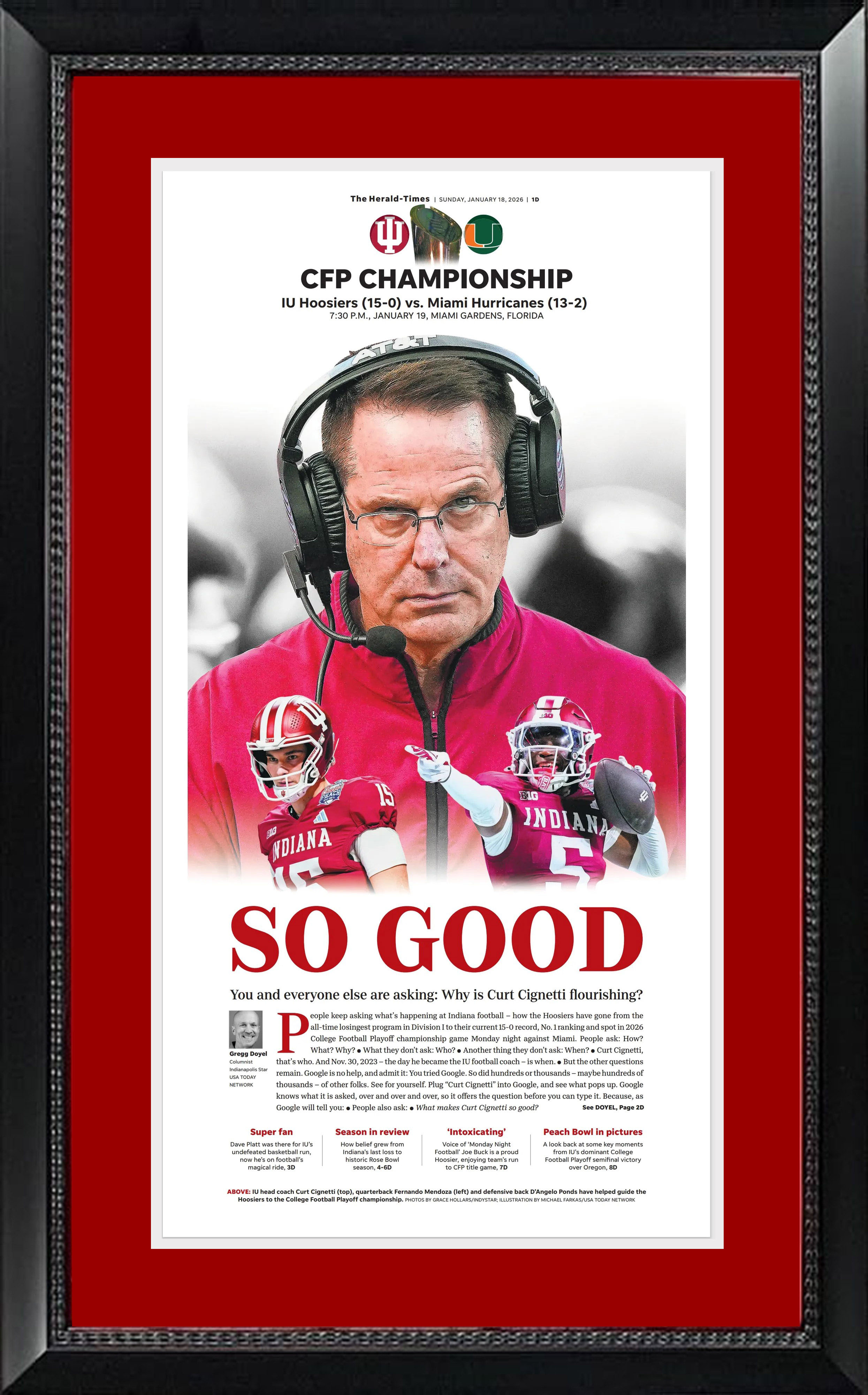 Indiana Hoosiers Championship Run Original Herald-Times Newspaper Framed 14x26