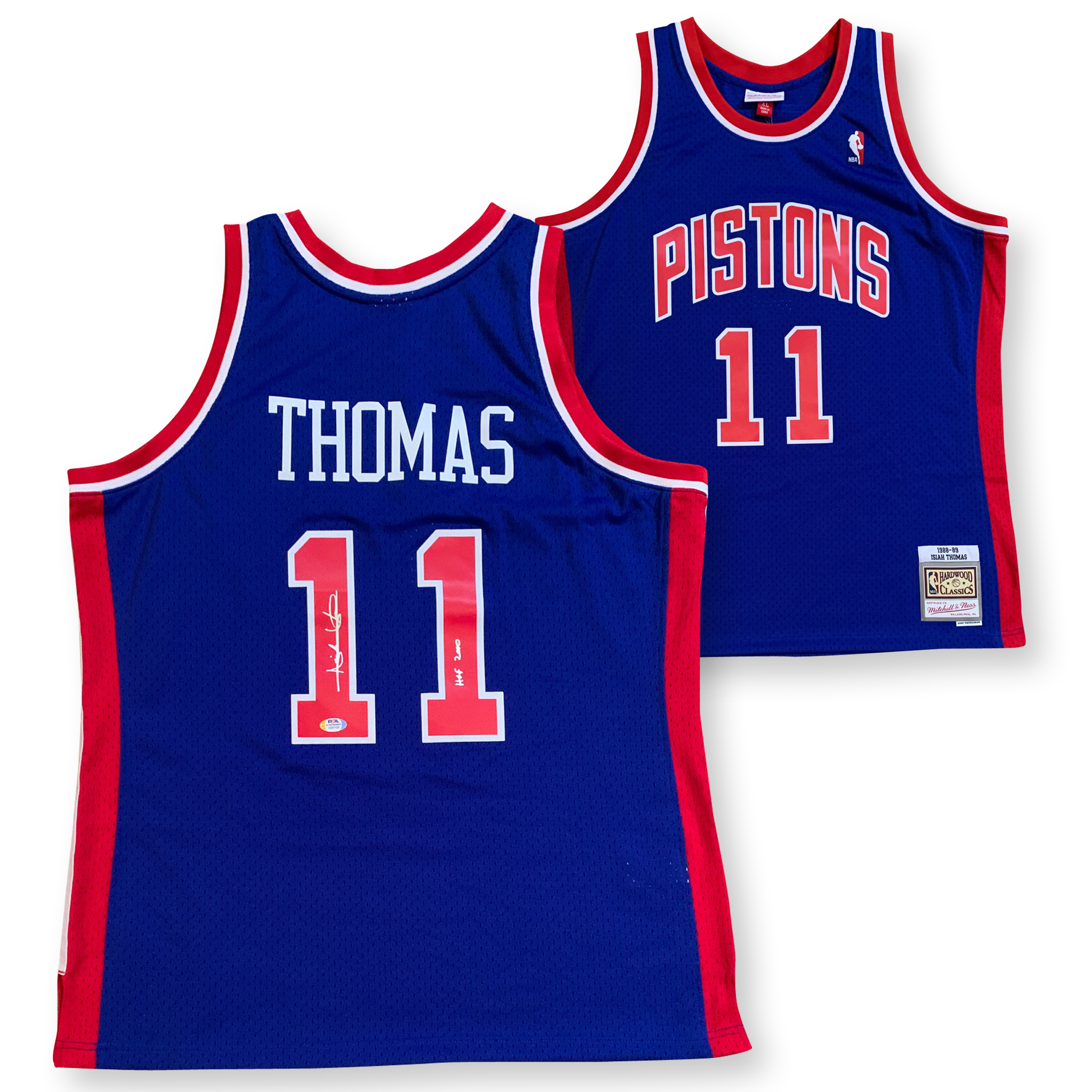 Isiah Thomas Autographed Detroit Signed Mitchell & Ness Swingman Basketball Jersey Hall of Fame HOF 2000 PSA DNA COA