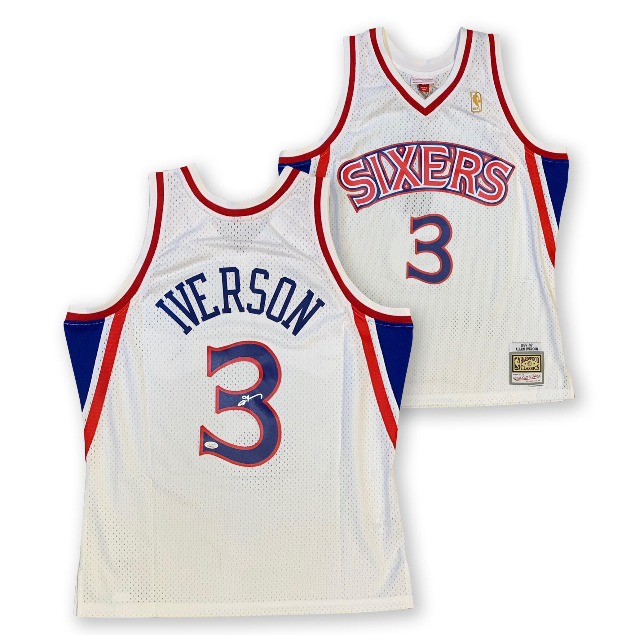 Allen Iverson Autographed Philadelphia 76ers Mitchell & Ness Swingman Signed Basketball Jersey JSA COA White