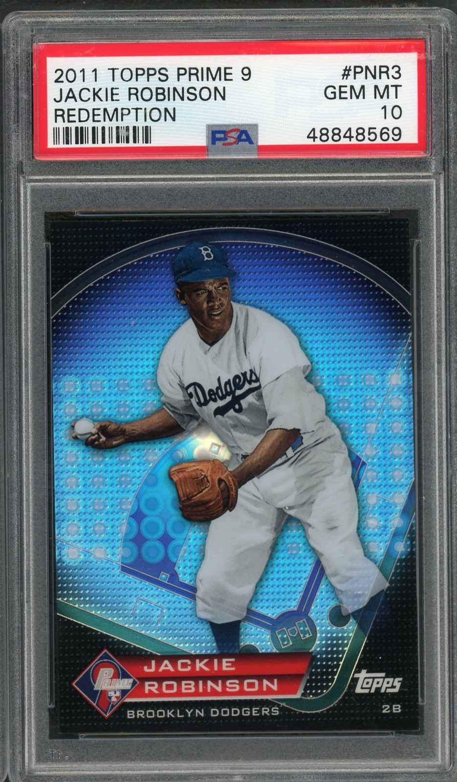 Jackie Robinson Brooklyn Dodgers 2011 Topps Prime Redemption Baseball Card #PNR3 Graded PSA 10 GEM MINT