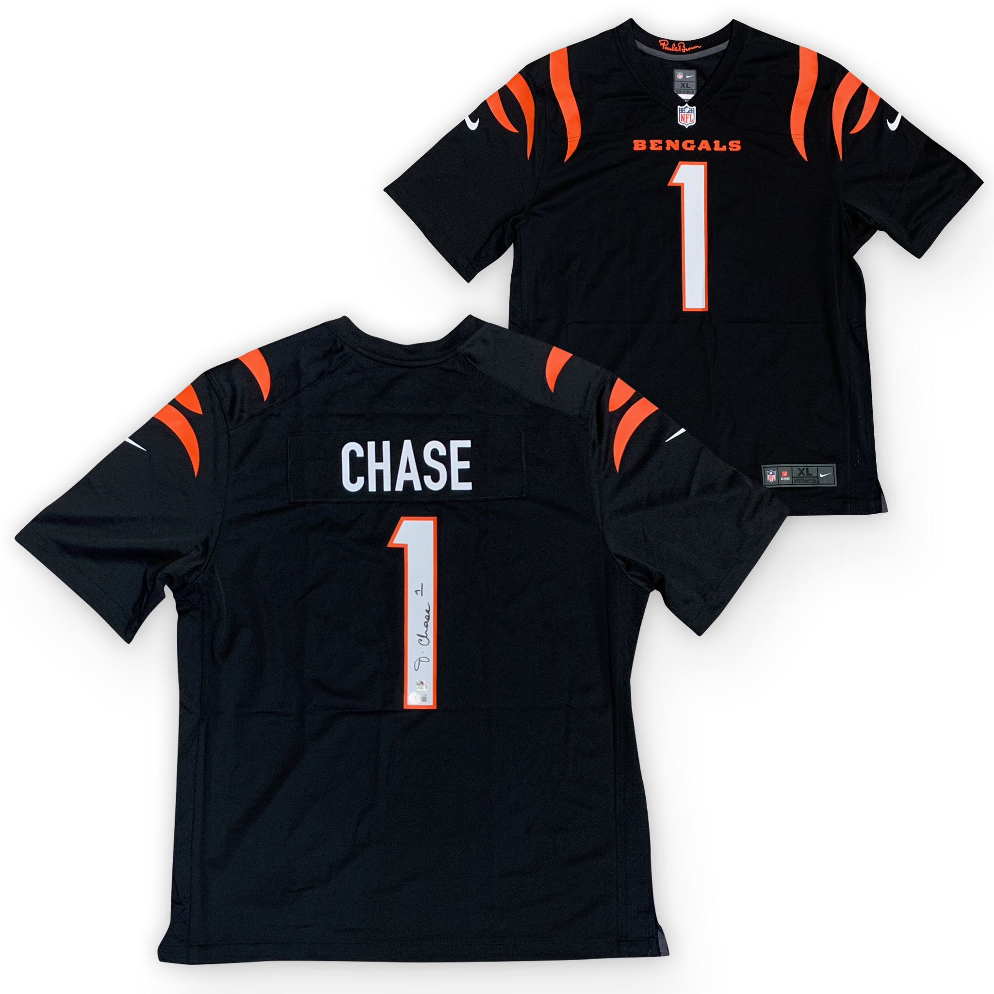 Ja'Marr Chase Autographed Cincinnati Bengals Signed Nike Game Black Football Jersey Beckett COA