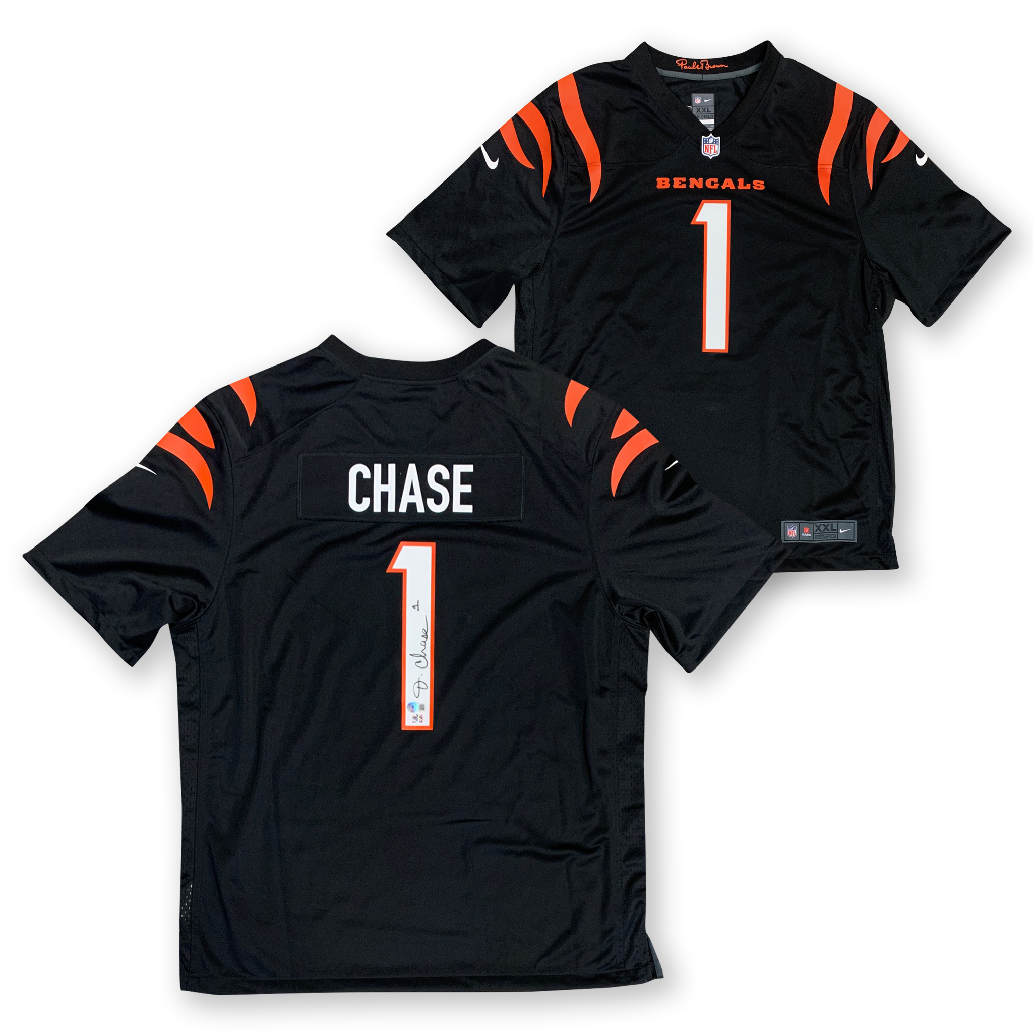 Ja'Marr Chase Autographed Cincinnati Bengals Signed Nike Game Black Football Jersey Beckett COA Smudged 2