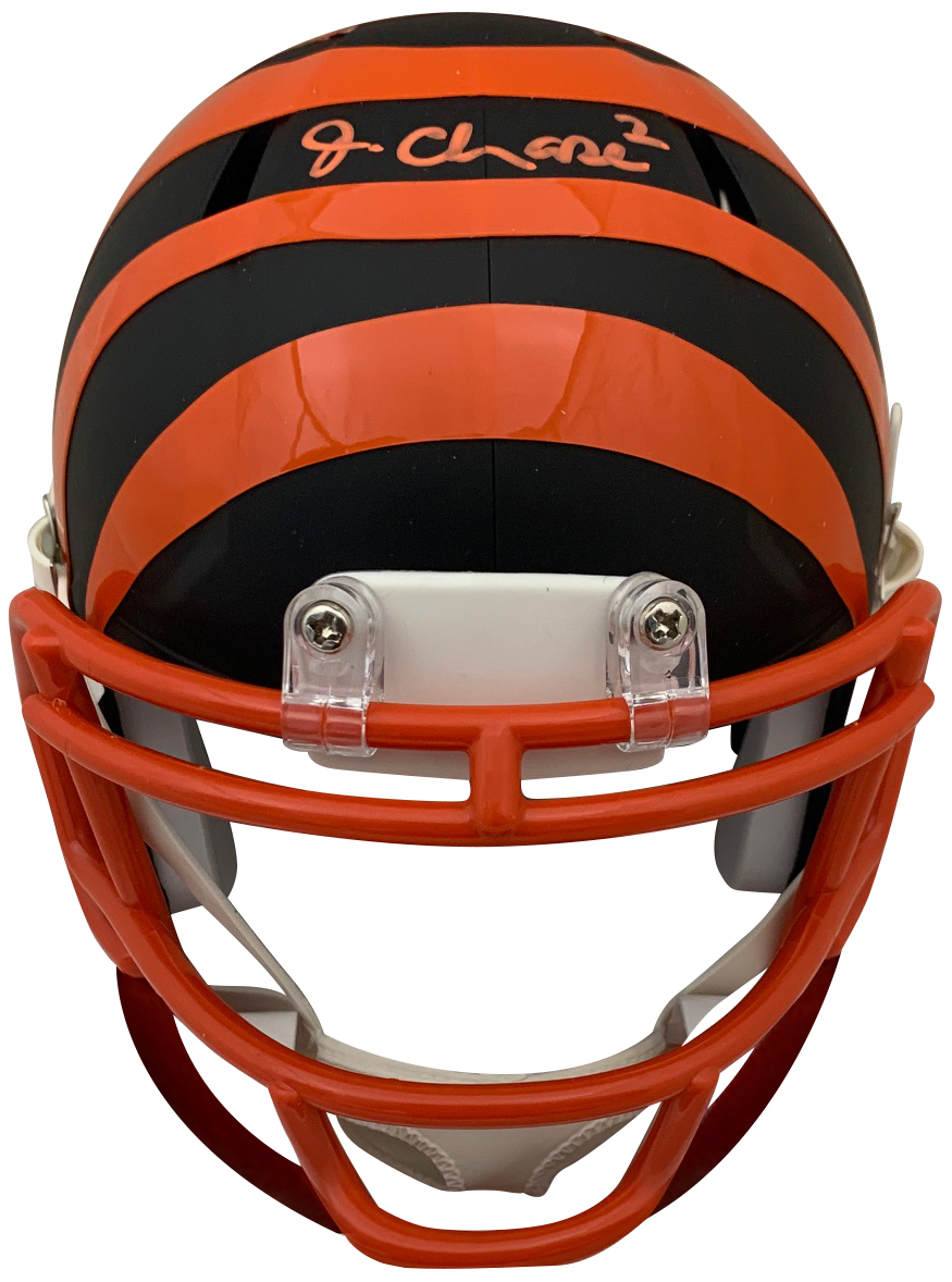 Ja'Marr Chase Autographed Cincinnati Bengals Flat Matte Black Signed Football Mini Helmet Beckett COA