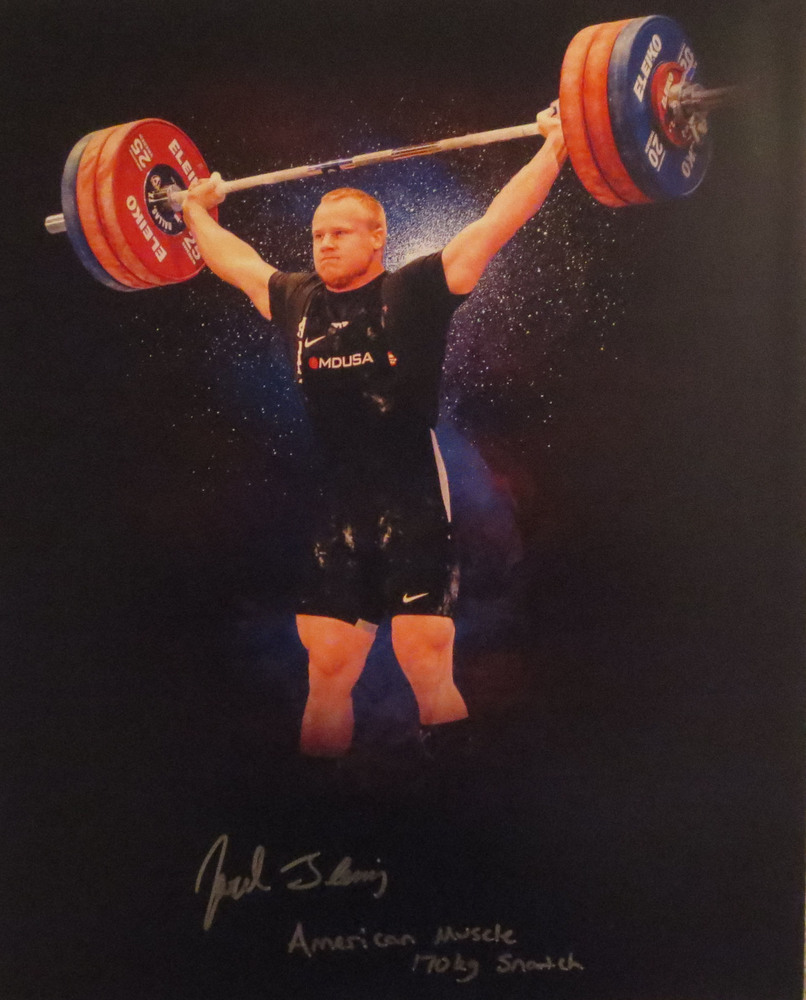 Jared Fleming Autographed USA Weightlifting American Record 170 Snatch Signed 16x20 Photo 1