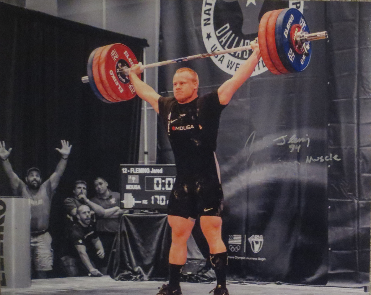 Jared Fleming Autographed USA Weightlifting American Record 170 Snatch Signed 16x20 Photo 10