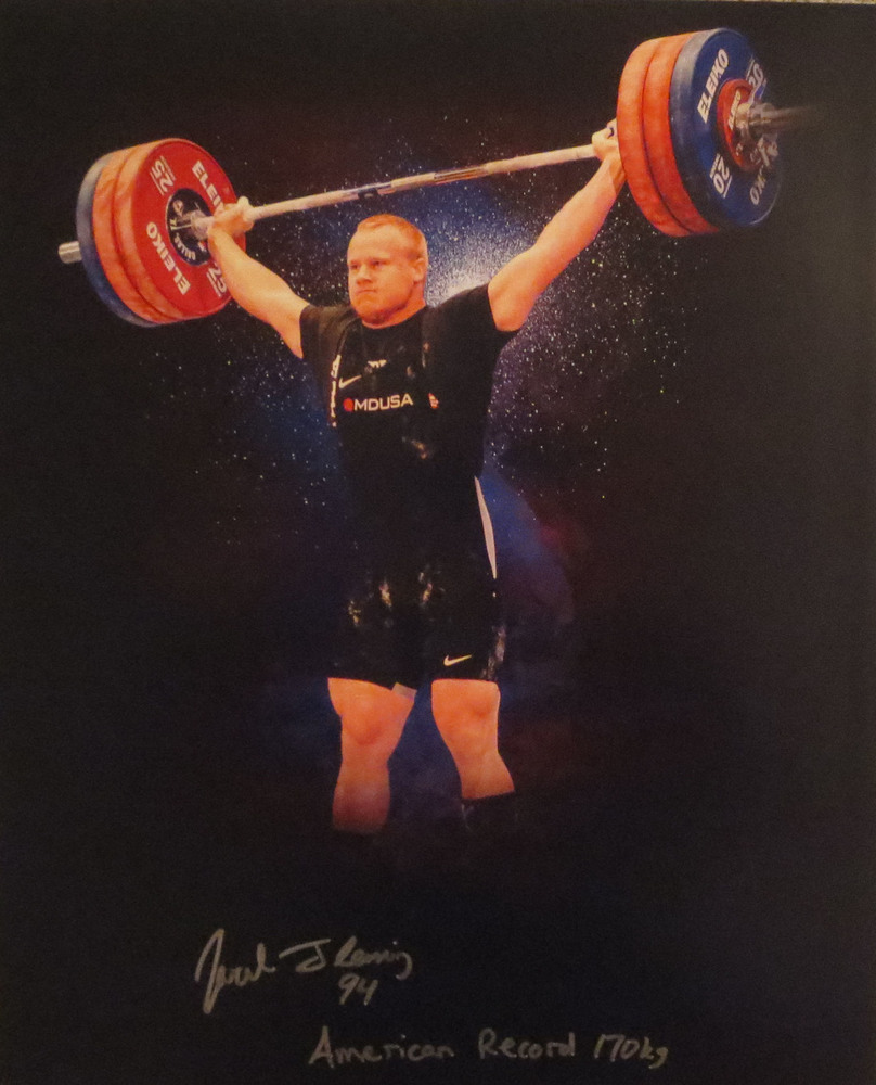 Jared Fleming Autographed USA Weightlifting American Record 170 Snatch Signed 16x20 Photo 2