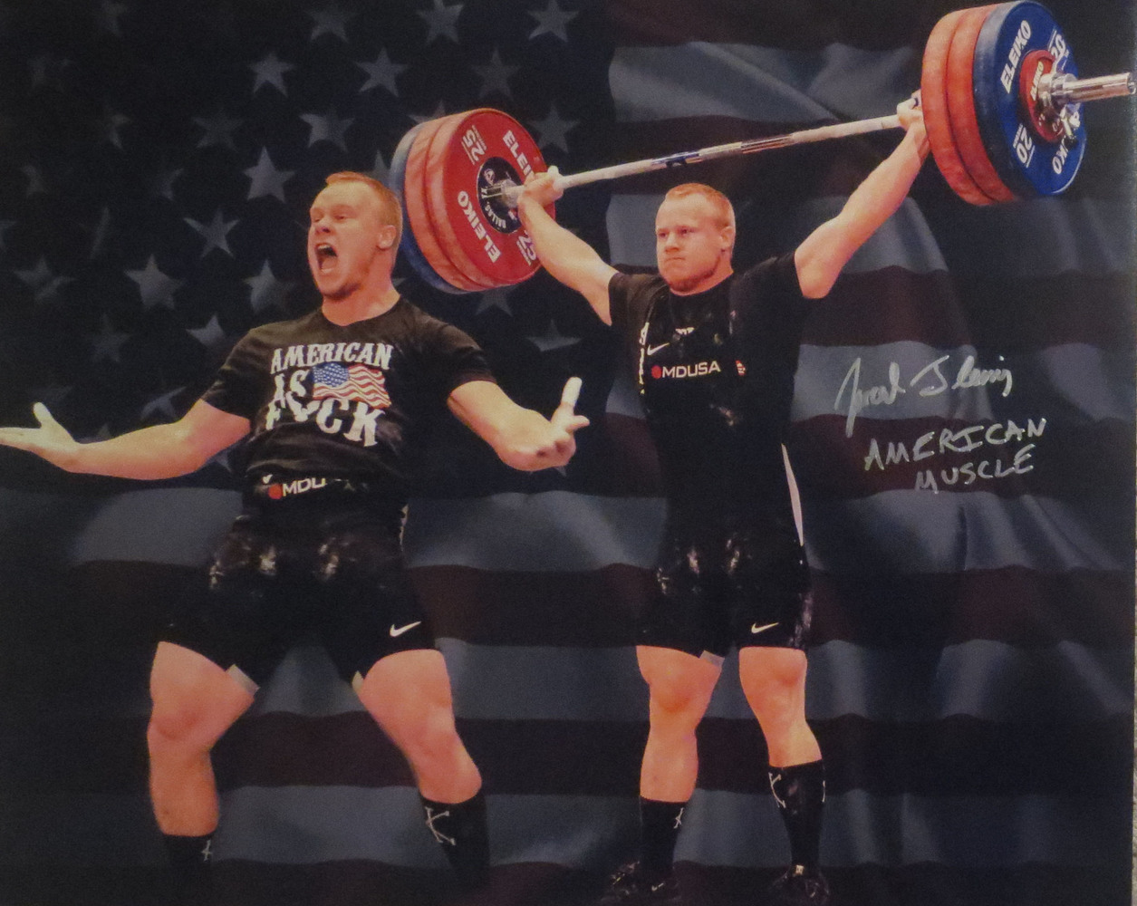 Jared Fleming Autographed USA Weightlifting American Record 170 Snatch Signed 16x20 Photo 9