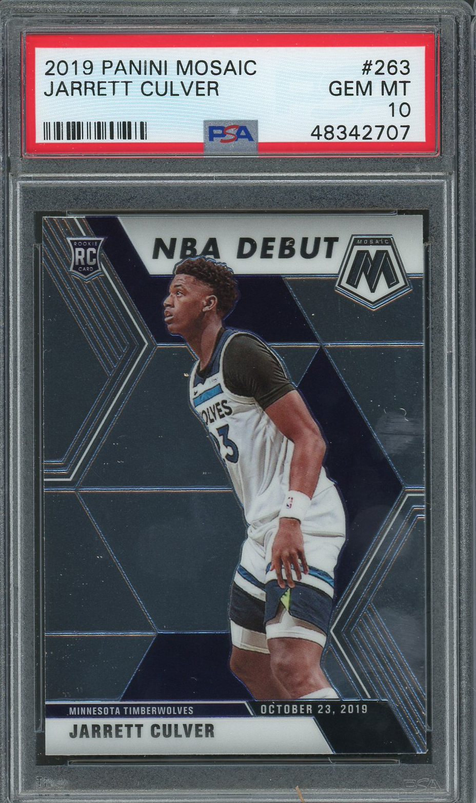 Jarrett Culver Minnesota Timerwolves 2019 Panini Mosaic Basketball Rookie Card RC #263 Graded PSA 10 GEM MINT