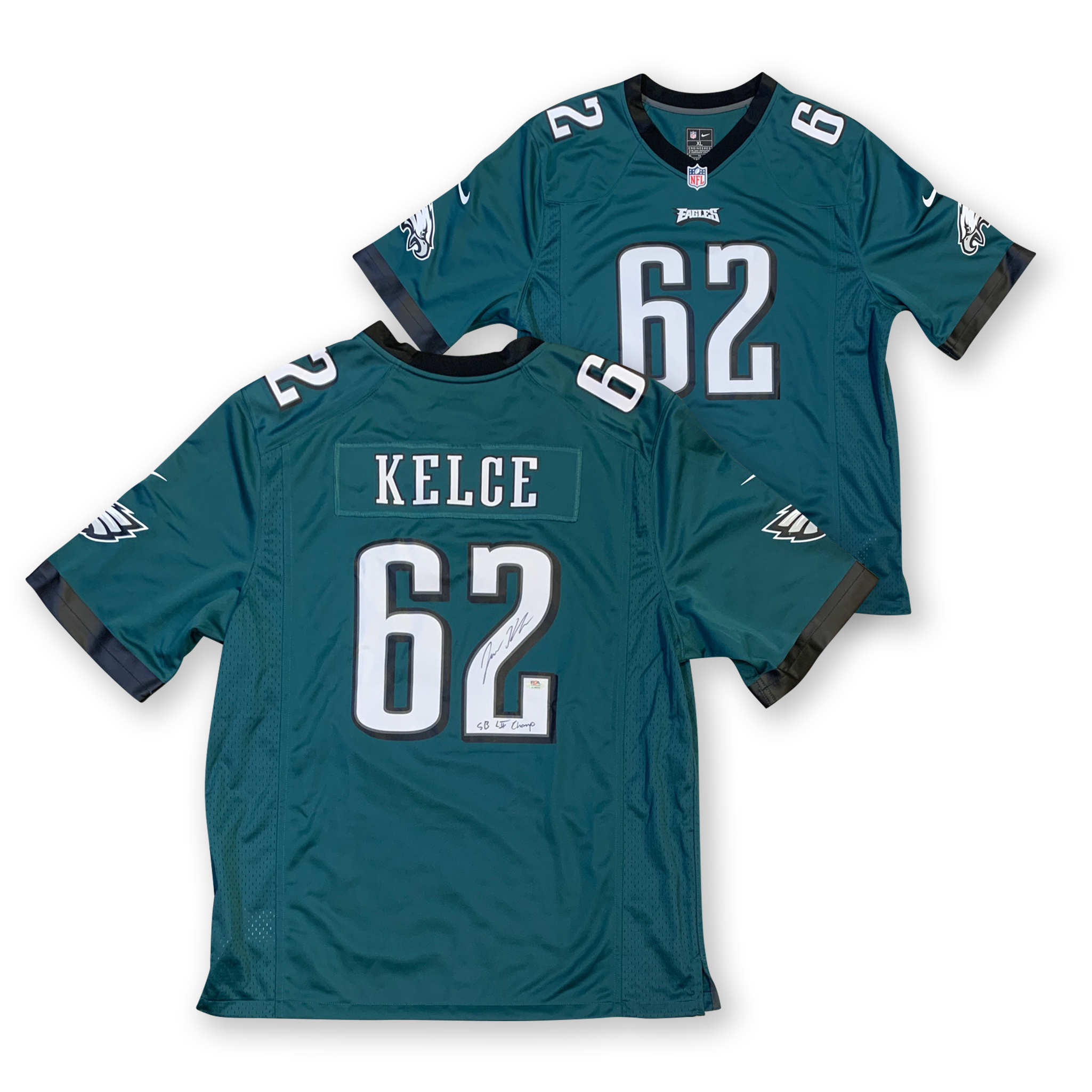Jason Kelce Autographed Philadelphia Eagles Signed Nike Football Jersey Super Bowl 52 LII CHAMP PSA DNA COA